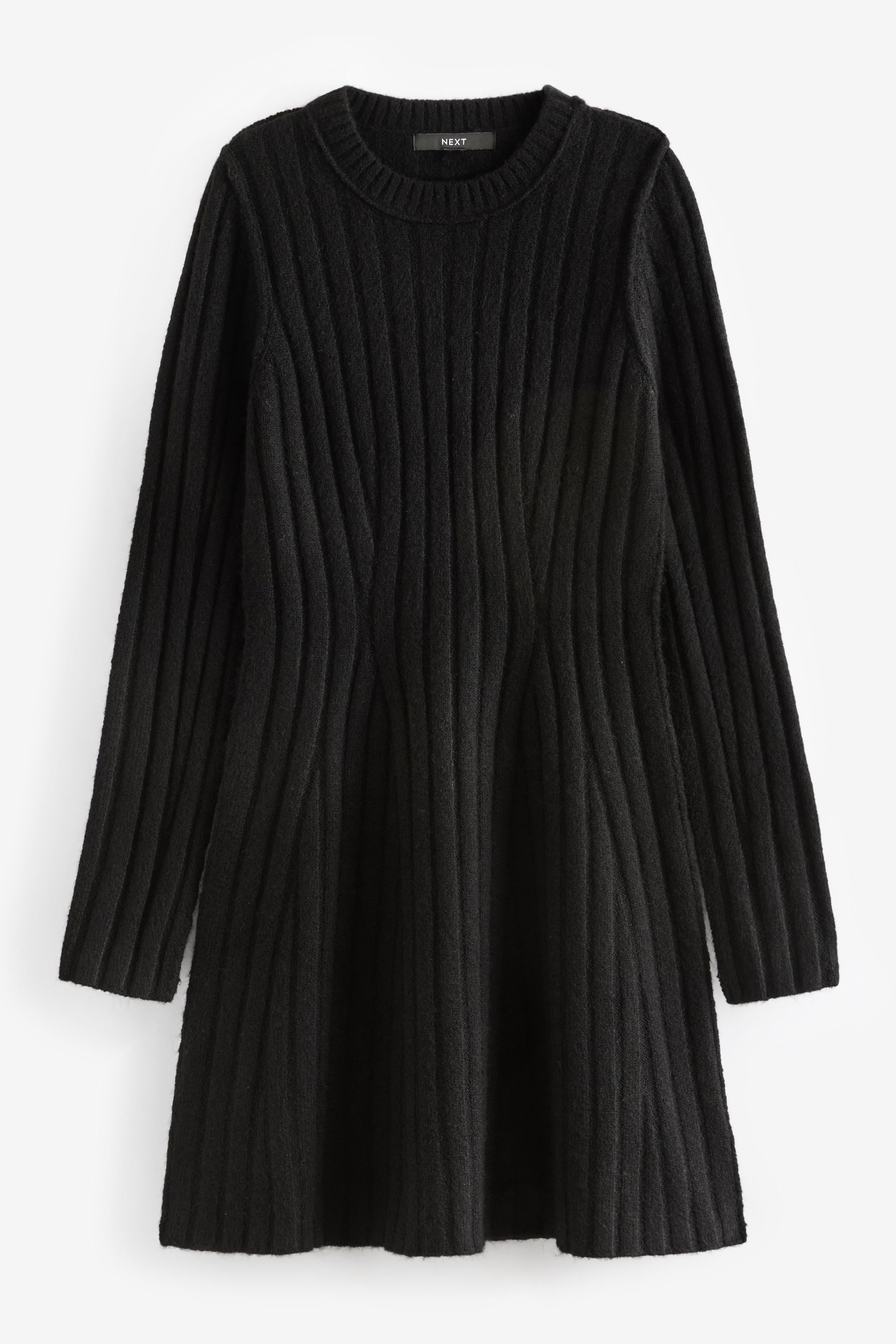 Next Strickkleid Geripptes, ausgestelltes Mini-Pulloverkleid (1-tlg) günstig online kaufen