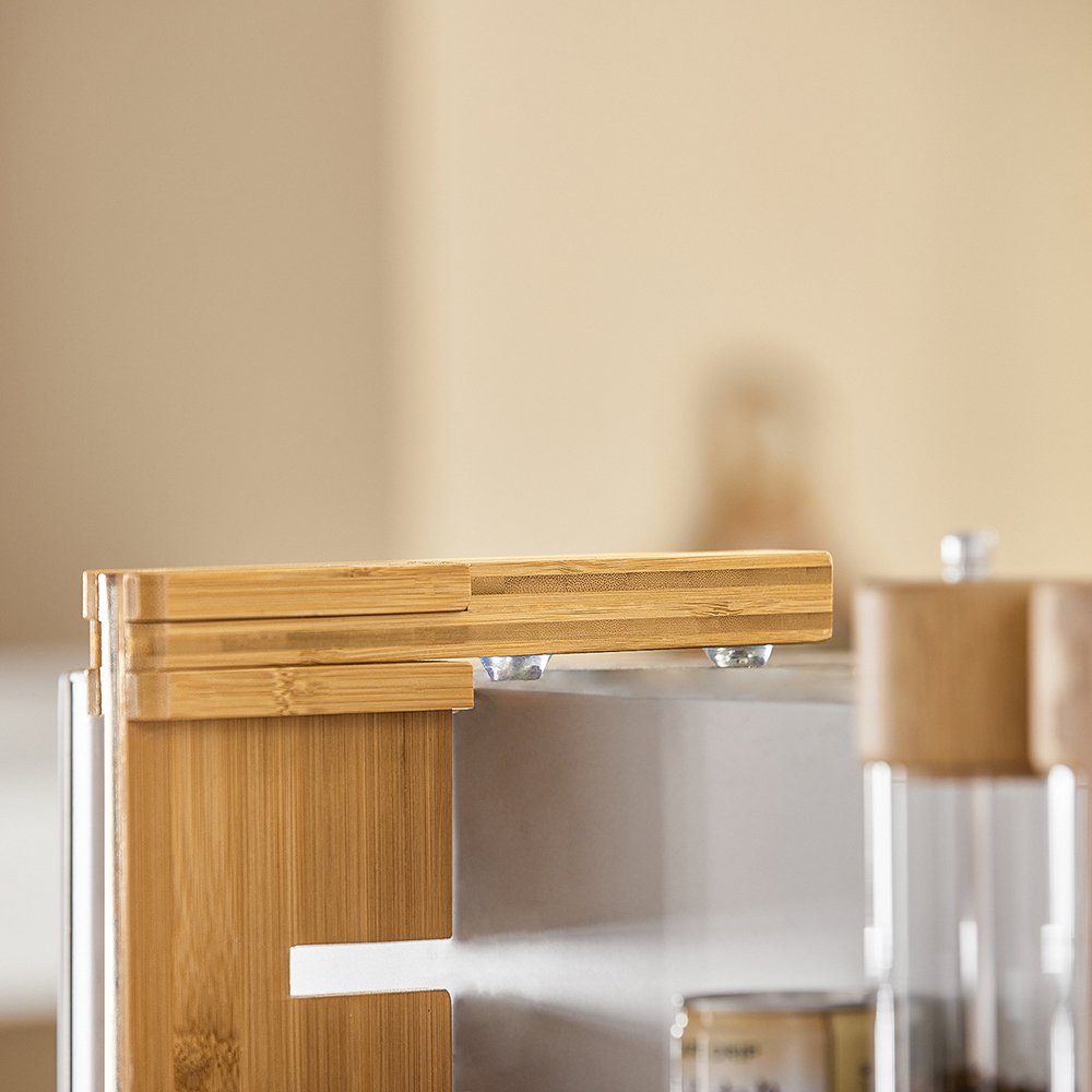 Kühlschrank 3 für Küchenregal Hängeregal natur SoBuy verstellbaren Ablagen FRG150, mit Gewürzregal