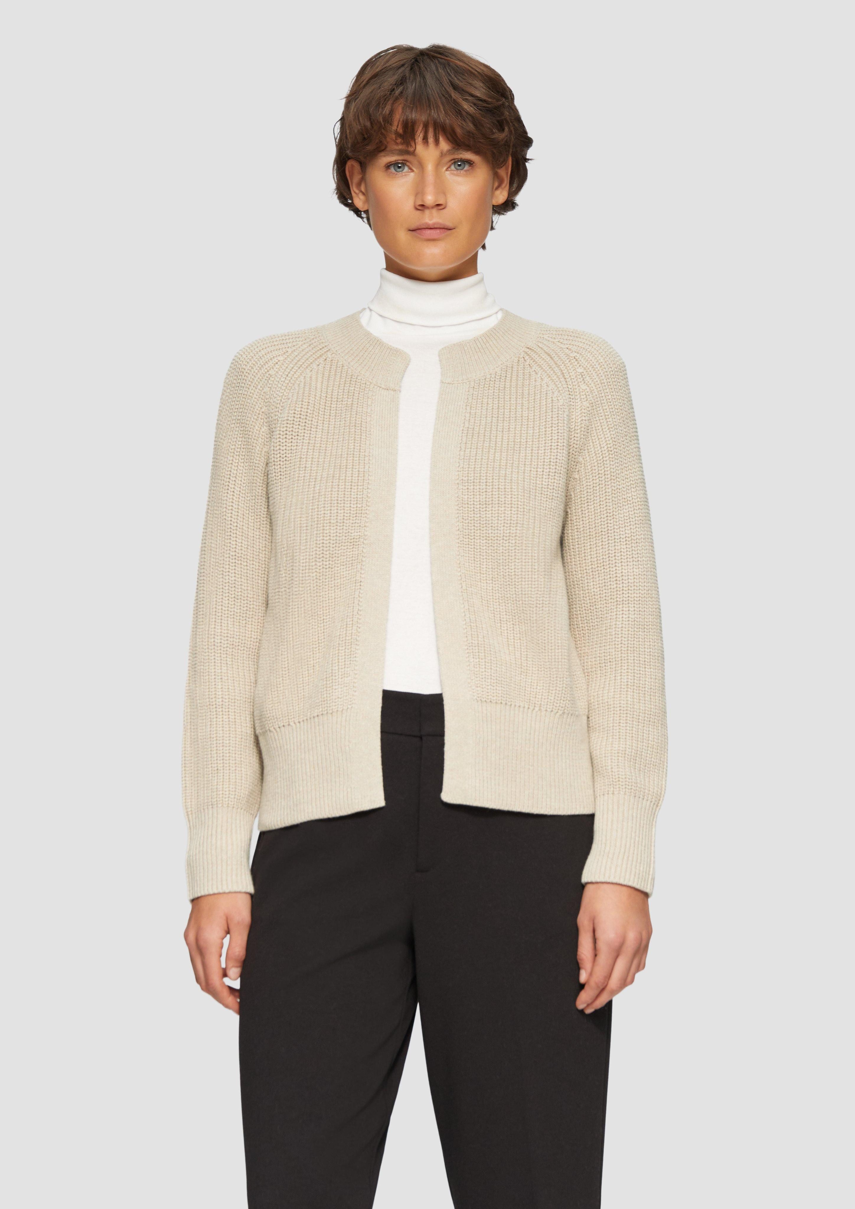 Strickjacke Strickjacke mit Raglanärmeln und Rippbündchen