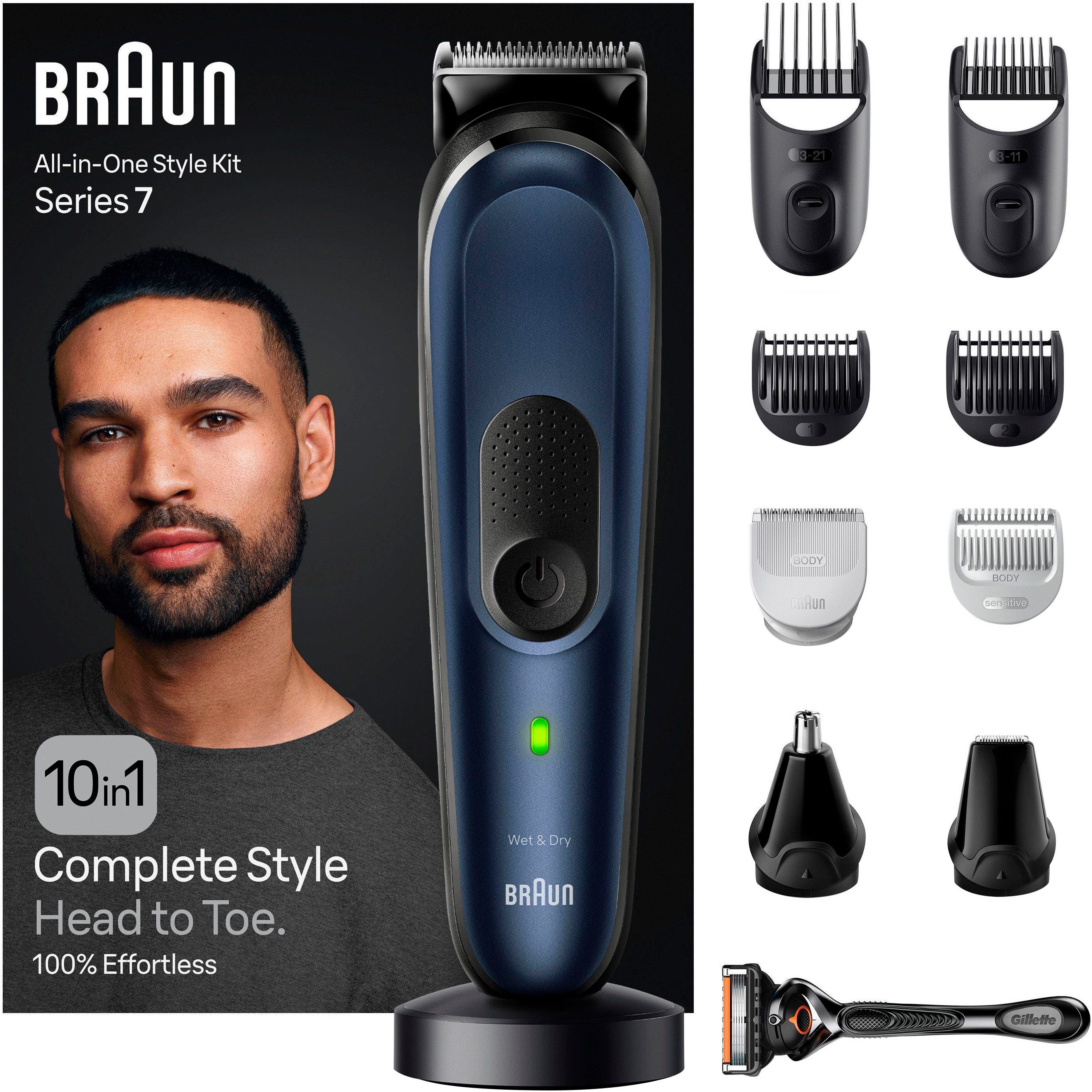 Braun Haarschneider All-In-One Styling Set MGK7410, Styling Set, Wasserdicht, 10-in-1 Barttrimmer