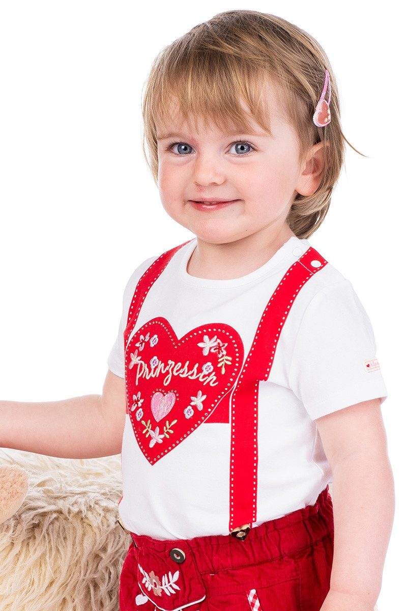 Trachtenkleid Trachtenshirt Baby/Kind - PRINZESSIN - weiß/rot