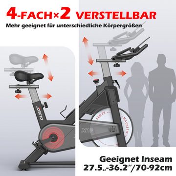 JOROTO Speedbike X1P (Heimtrainer Fahrrad, 15KG Schwungrad), Magnetbremse, 4- fach verstellbare Lenker und Sattel