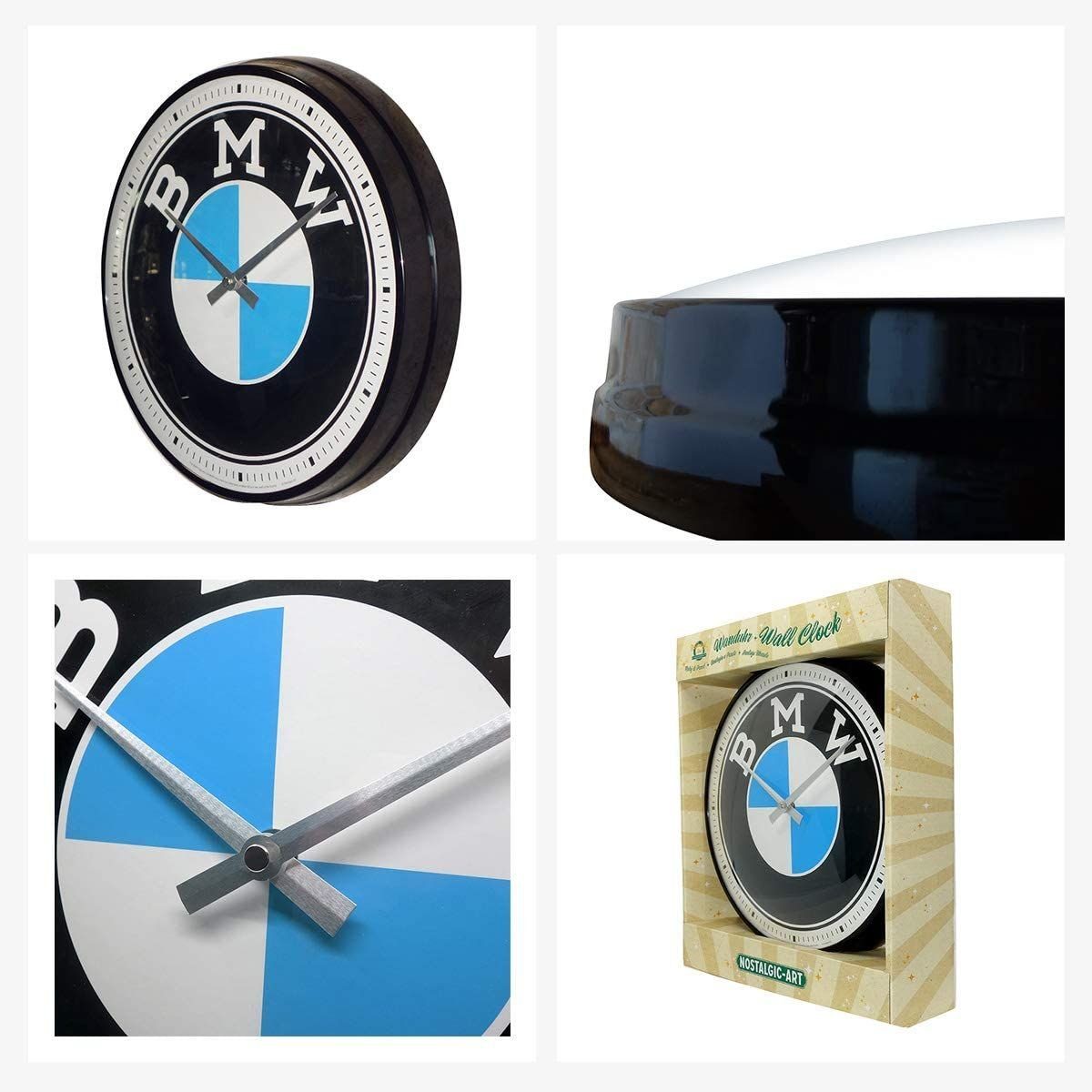 Nostalgic-Art Wanduhr Wanduhr Küchenuhr Ø31cm Analog Metall Batterie - BMW Logo – Bild 4 von 5
