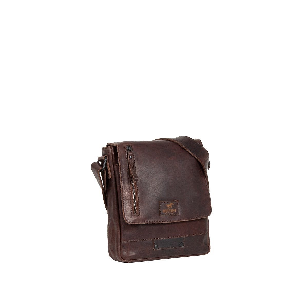 MUSTANG Schultertasche San Marino Umhängetasche Echtleder mit Überschlag und Reißverschluss