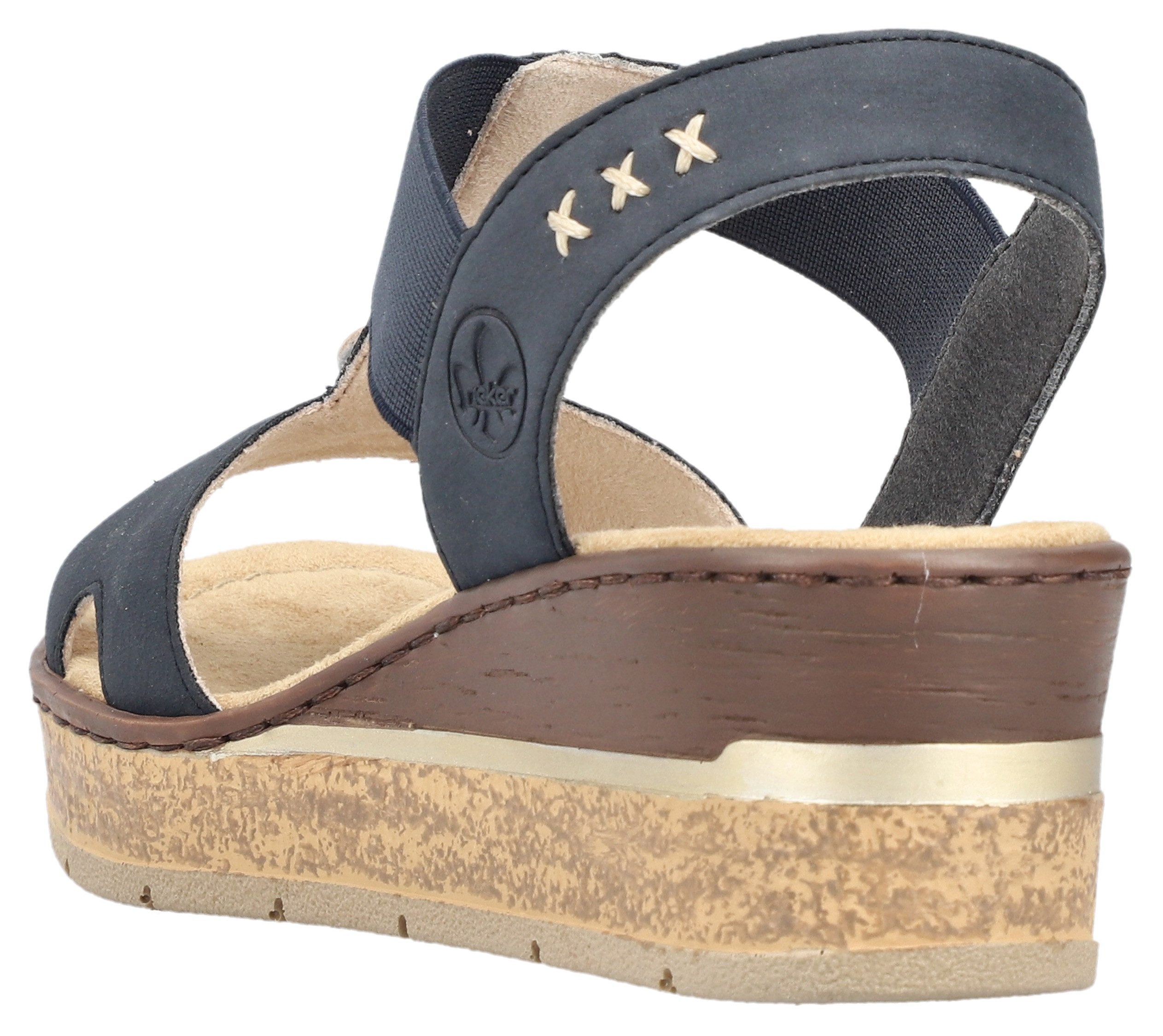 Rieker Keilsandalette Sommerschuh, Sandale, Plateausandale mit Gummizug für guten Sitz