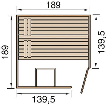 weka Sauna L_ars Trend Eck 2, BxTxH: 189 x 189 x 203,5 cm, 38 mm, 9 kW Ofen mit int. Steuerung