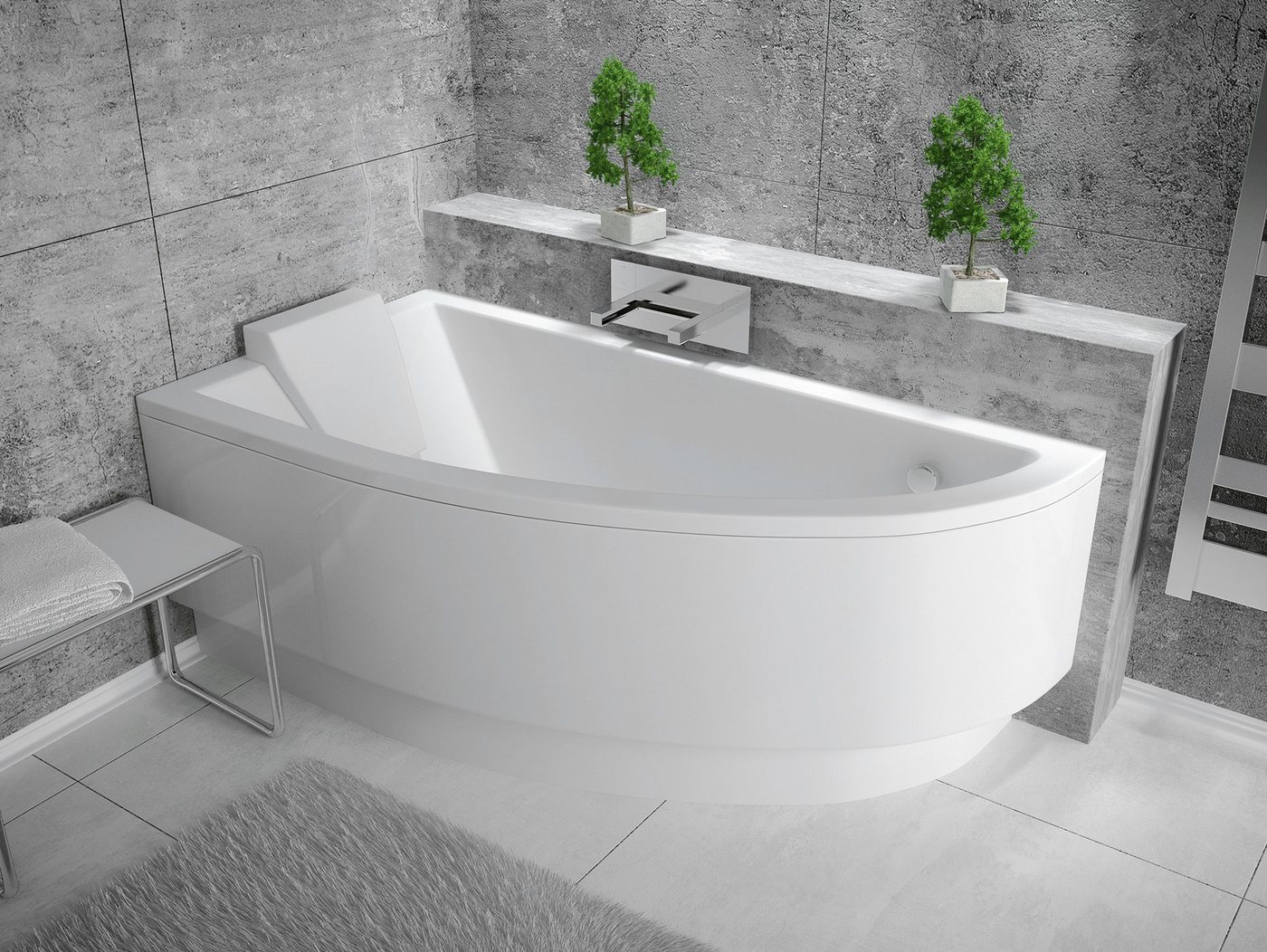 Thumbnail - KOLMAN Badewanne Eckbadewanne Praktika 140x70, (Links/Rechts), Ablaufgarnitur & Füße GRATIS