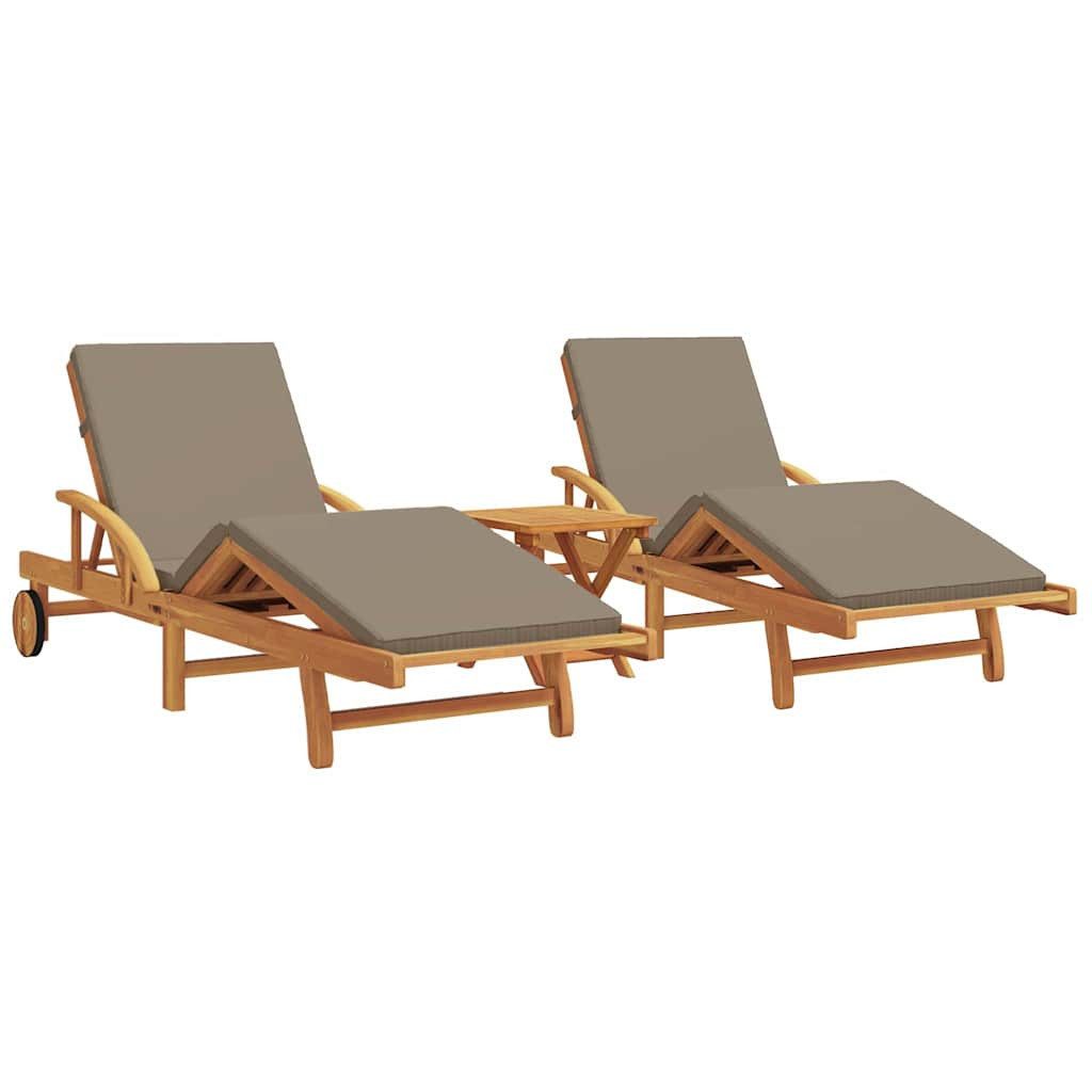 vidaXL Gartenliege Sonnenliege 3 pcs Taupe günstig online kaufen