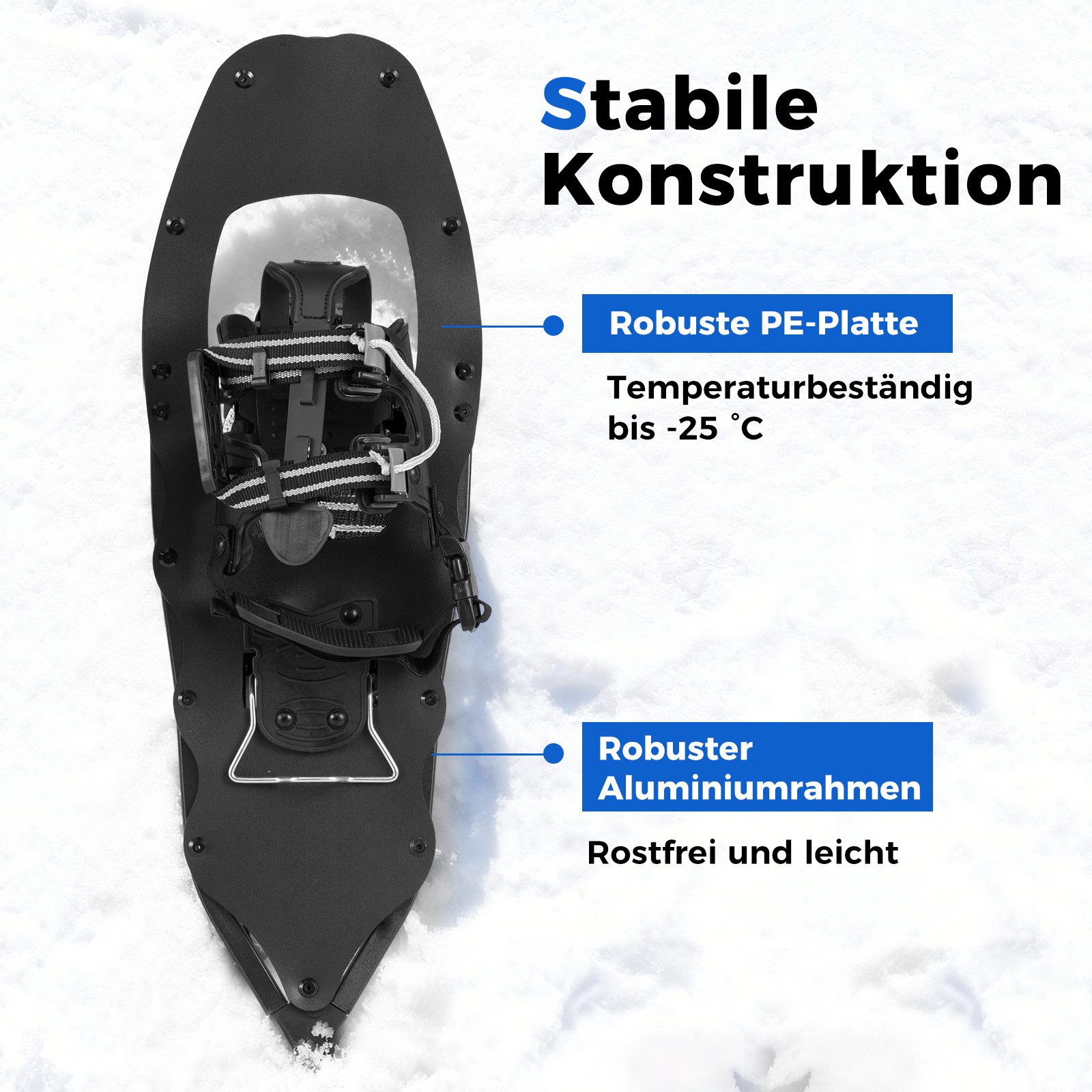 COSTWAY Schneeschuhe, mit Trekkingstöcken, Schuhgröße 35-45 bis 90kg