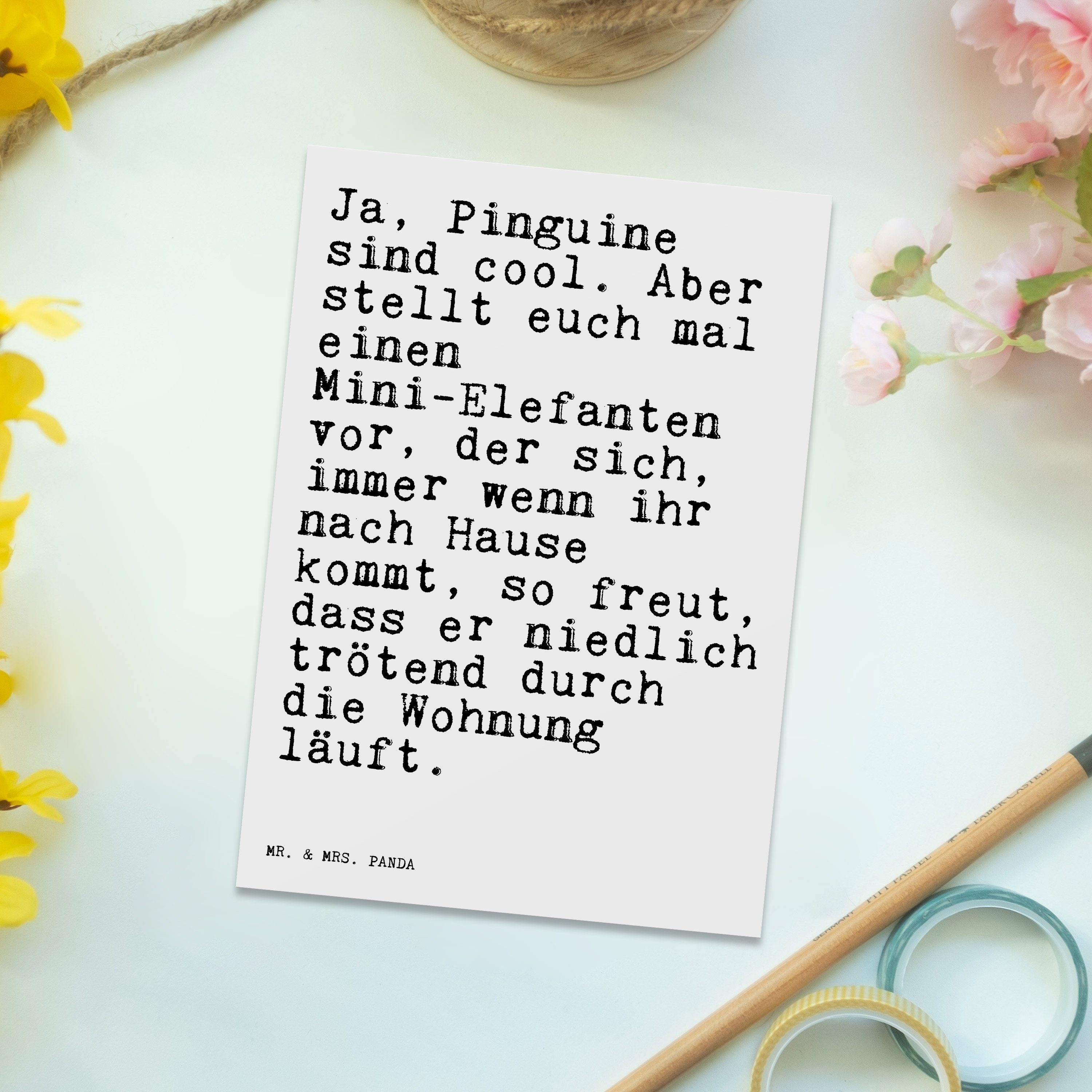 Spruch, Weiß Mr. Panda Mrs. Ja, cool.... Pinguine - Spruch Geschenk, Postkarte lustiger - & sind