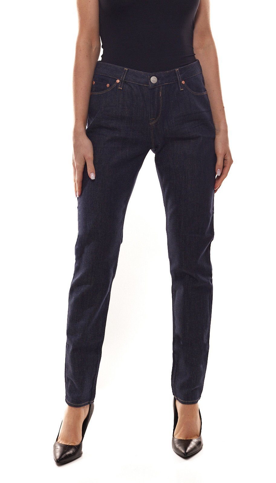 Herrlicher Regular-fit-Jeans »Herrlicher SuperSlim Jeans modische Damen  Skinny-Hose 5-Pocket Hose Freizeit-Jeans Dunkelblau«