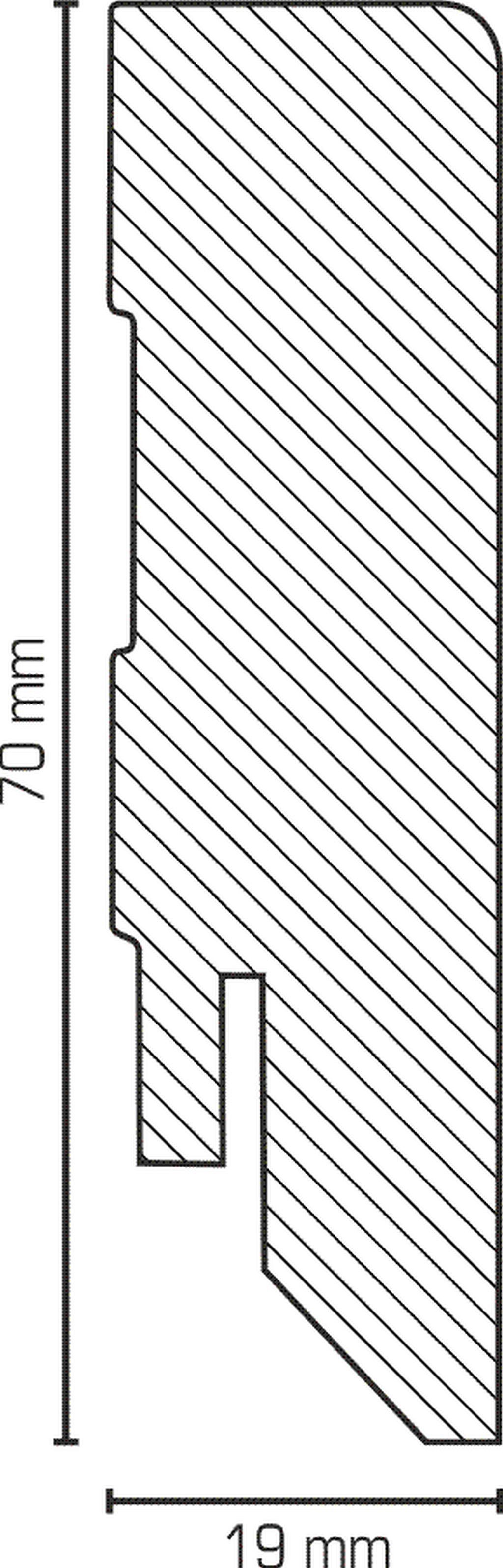 Südbrock Sockelleiste Sockelleisten Weiß MDF 19 x 70 mm RAL 9016 Fußleisten Modern, L: 250 cm, H: 7 cm, 1-St.