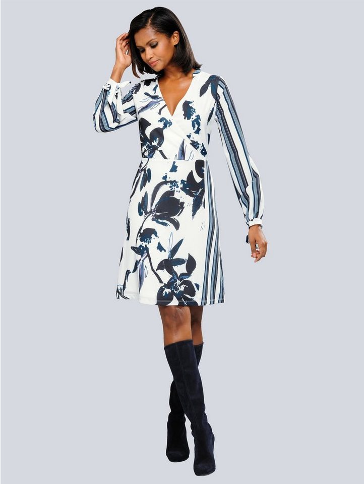 Alba Moda Kleid im ausdrucksstarkem Mustermix in weiß