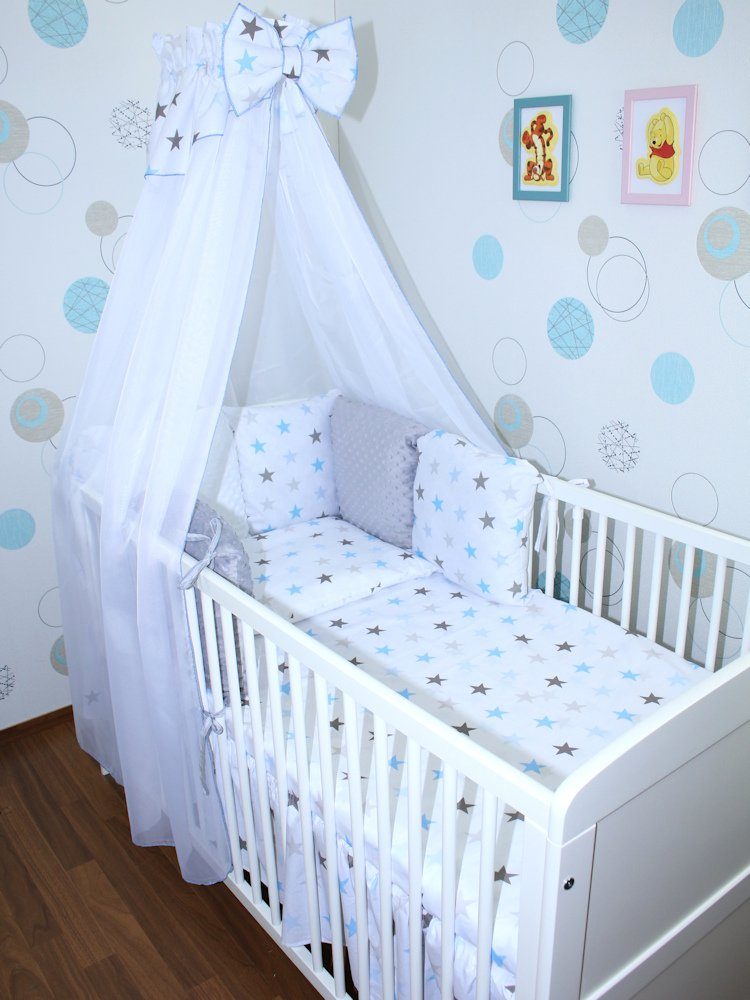Babybettwäsche Bettwäsche Bettset MINKY - 6 x Kissen -6t -Nestchen Chiffon Himmel -9