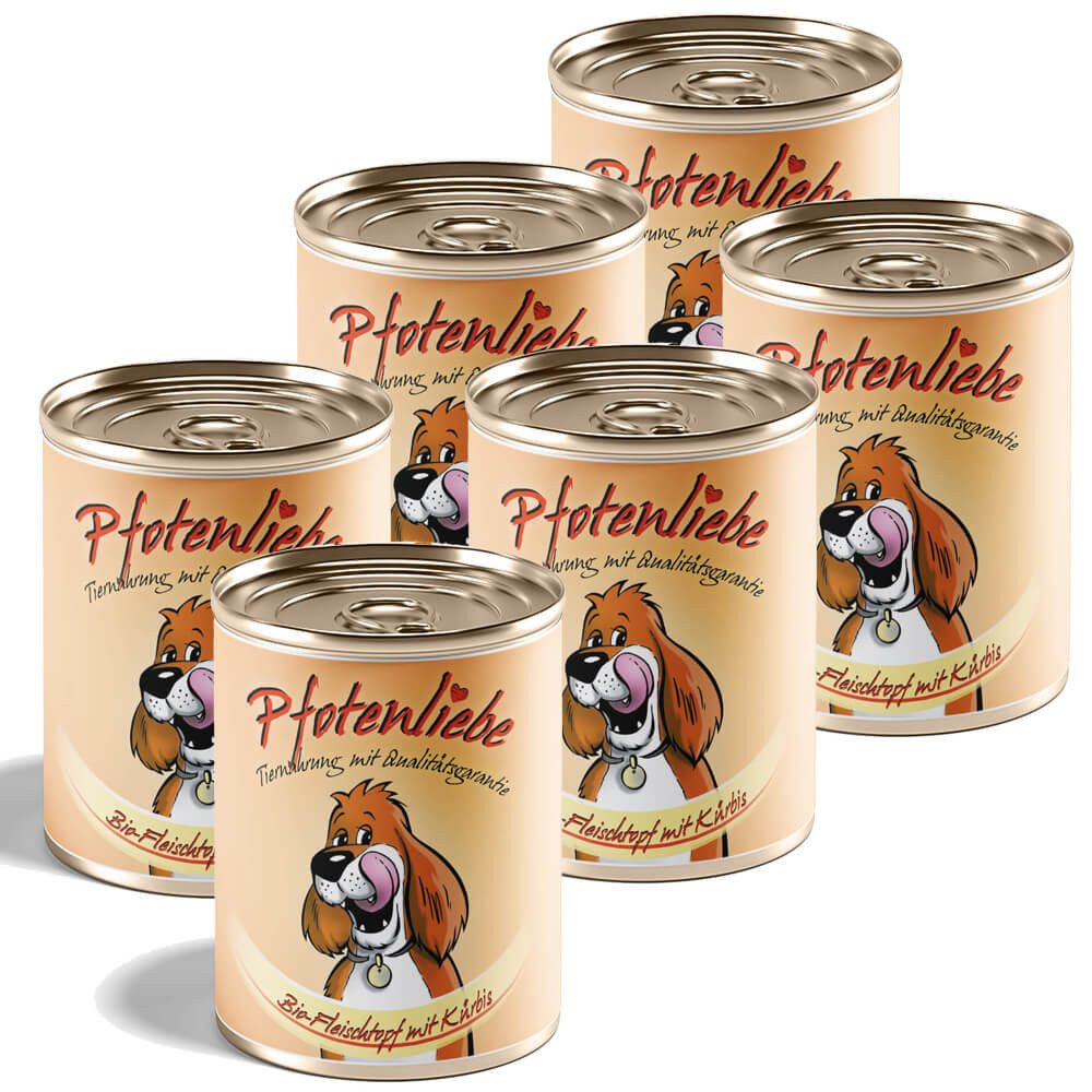 Pfotenliebe Bio-Fleischtopf mit Kürbis - getreidefrei 6x400g, Nassfutter für: Hunde, Bio, getreidefrei