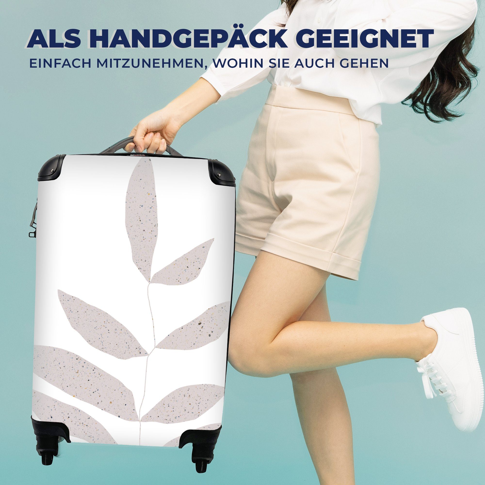 Reisetasche Ferien, mit Trolley, Handgepäck 4 Blätter Pastell, - Reisekoffer für - Rollen, Design rollen, MuchoWow Handgepäckkoffer