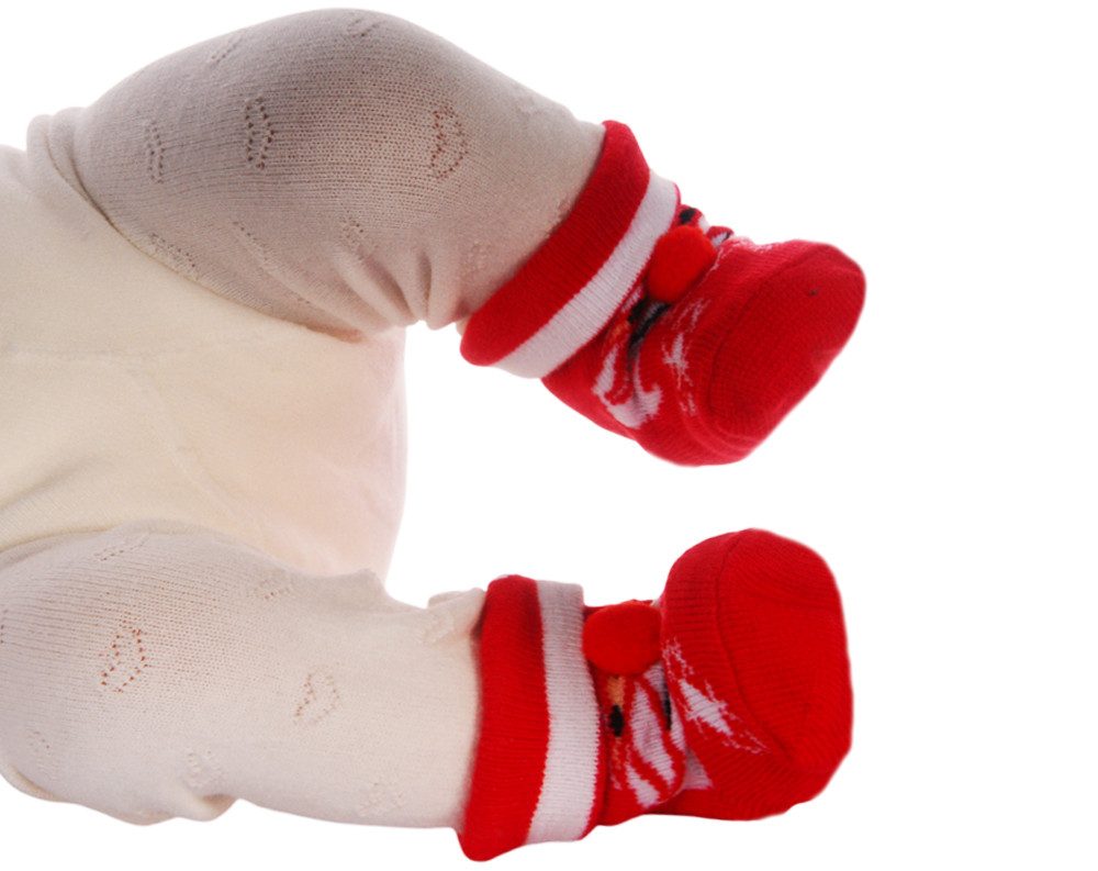 Socken Baby Socken weihnachtlich in rot Erstlingssocken rote Söckchen zur Weihnachten für Neugeborene, neutral
