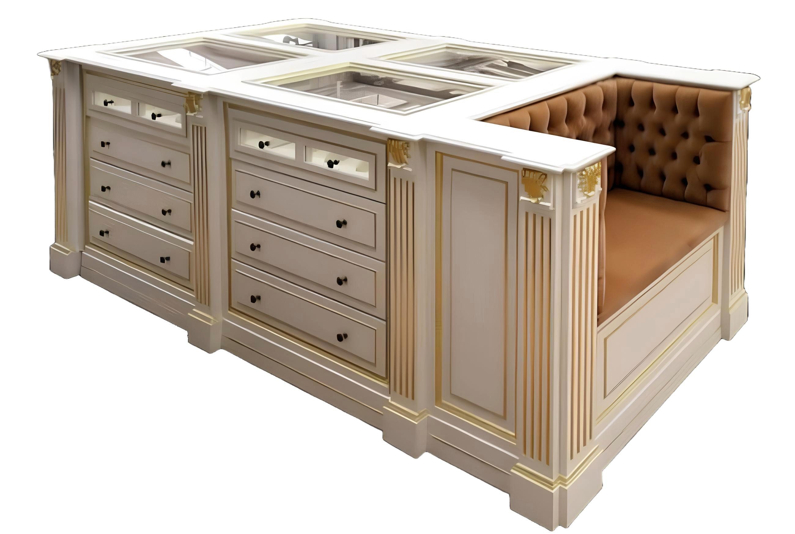 JVmoebel Kommode Insel Begehbarer Kleiderschrank Kommode Ankleide Zimmer Hocker, Made in Europa