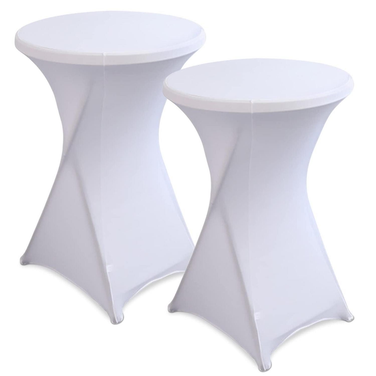 LuxusKollektion Tischdecke Stretch Stehtischhusse 2 Stk Weiß