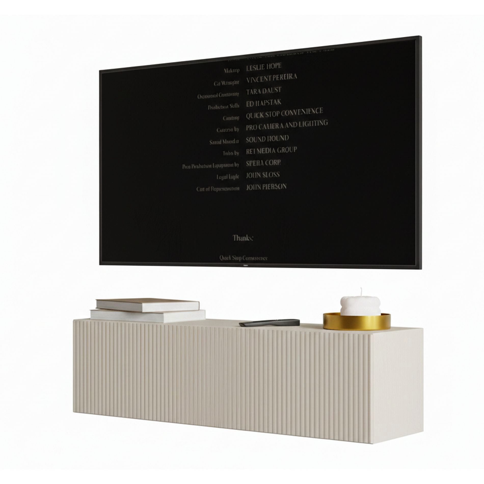 Selsey TV-Schrank VELDIO TV-Hängeboard mit Riffel-Optik, Schwebendes Design, 100 / 200 / 300 cm