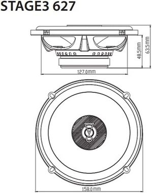 JBL Stage3 627 2-Wege Auto Lautsprecher Auto-Lautsprecher (6.5 Zoll (166 mm) Koaxial Stereo Auto-Lautsprecher)