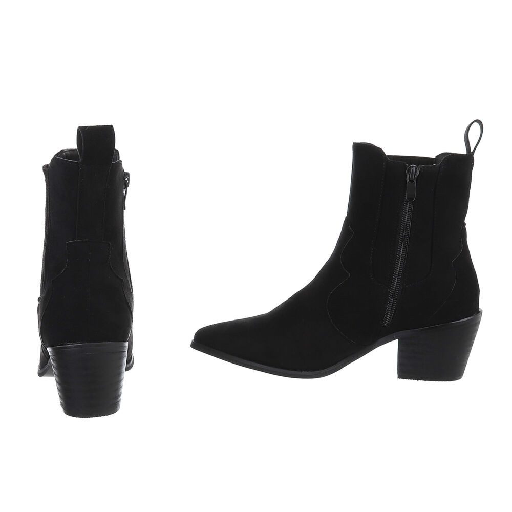 Ital-Design Damen Cowboyboots Freizeit Westernstiefelette (87531822) Blockabsatz Stiefeletten in Schwarz – Bild 5 von 5