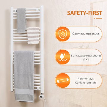 HOMCOM Elektrischer Badheizkörper Badezimmerheizung, 24/7-Programmierung, 4 Modi, Überhitzungsschutz, Handtuchheizkörper