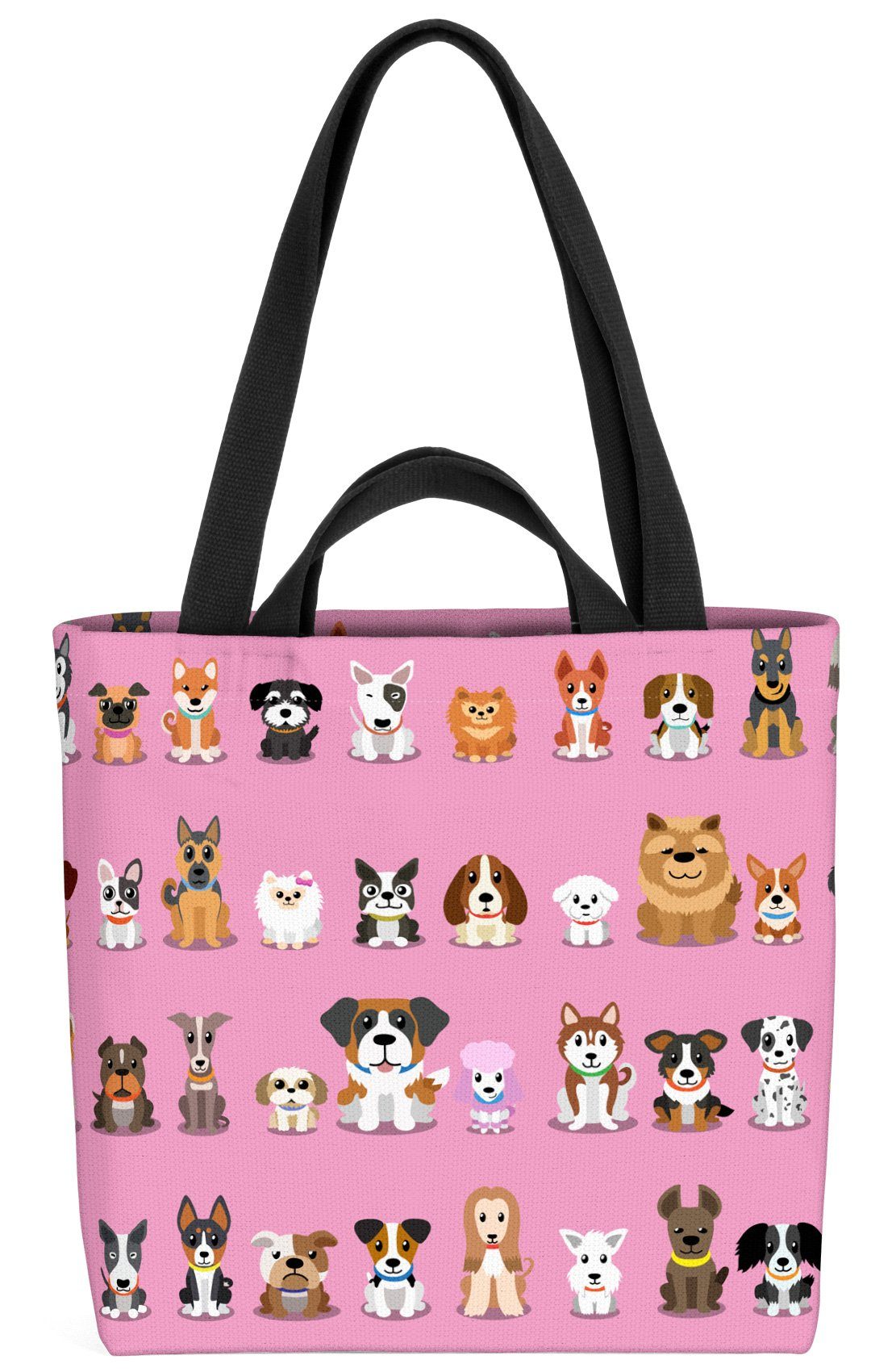 VOID Henkeltasche (1-tlg), Hundewelpen Gang Rosa Hunde Hündchen Welpen Haustier Tiere Babys Kind