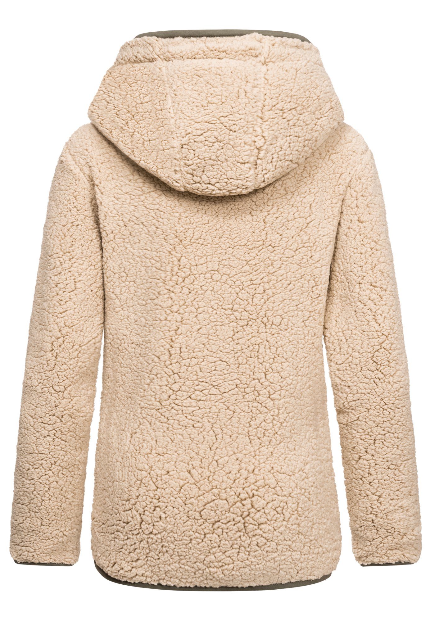 REPUBLIX Kapuzenpullover CAROL Damen Teddy Jacke Pullover Hoodie Sweatjacke Plüsch Beige