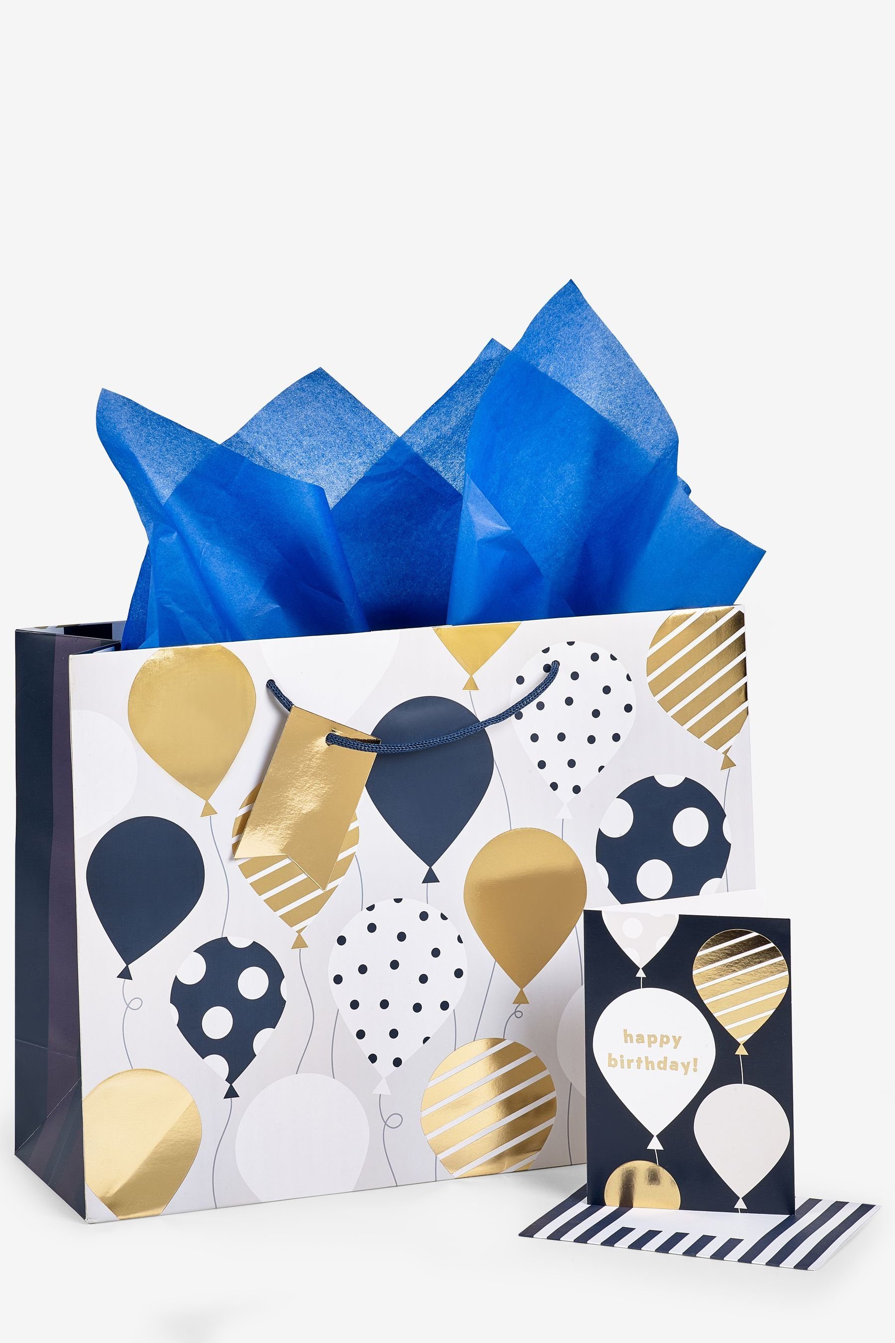 Next Geschenkpapier Ballons Geschenktasche und Karte im Set, (1St)