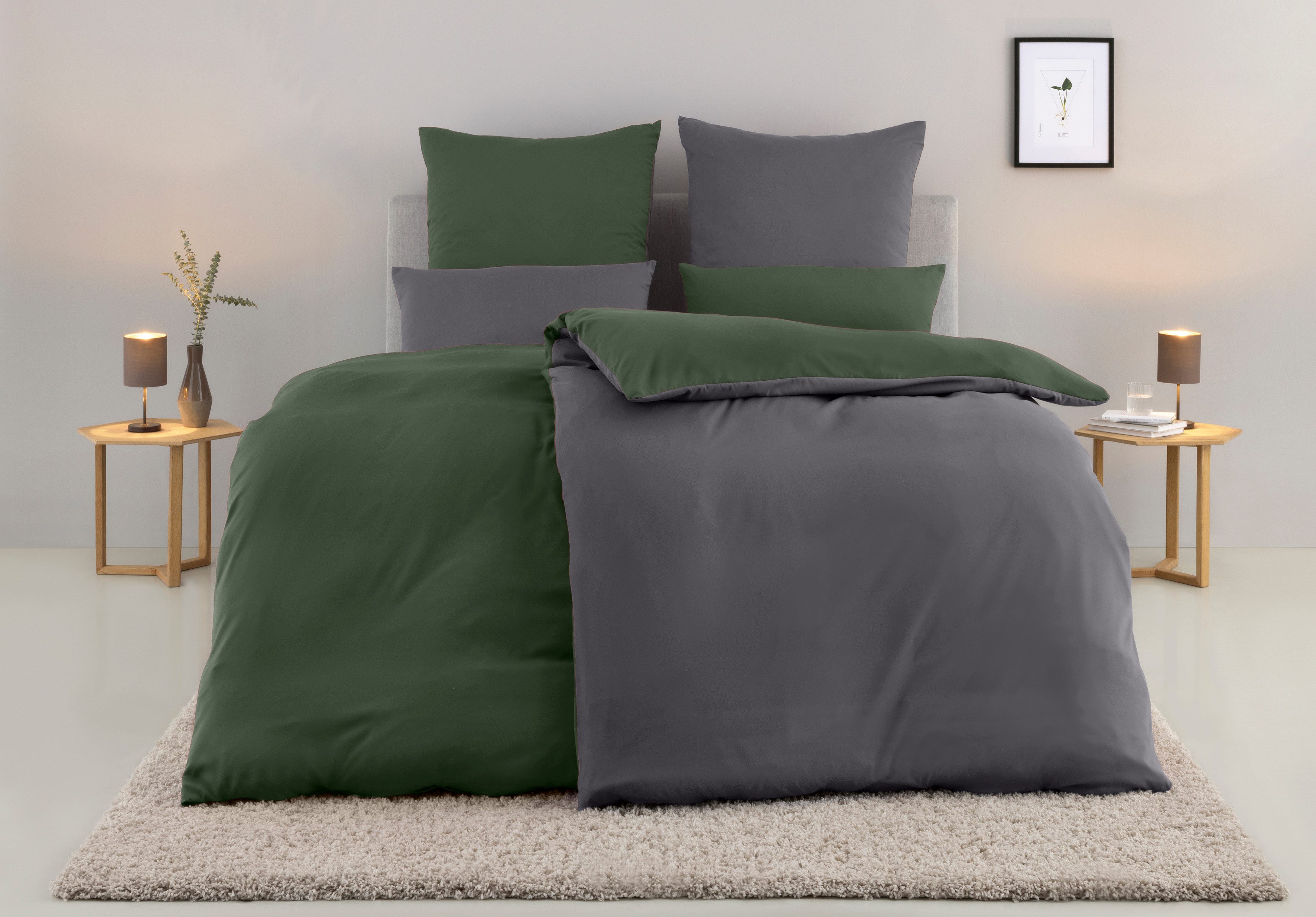 OTTO home Wendebettwäsche Desner2 100% Microfaser, extra weich, allergikerfreundlich, Microfaser, 2 teilig, Premium Qualität, uni, schnell trocknend, pflegeleicht, ab 135x200 cm