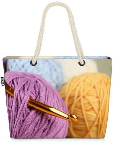 VOID Strandtasche (1-tlg), Häkelnadel Wolle Häkeln zubehör kunst ball knäuel farbe bunt handwerk