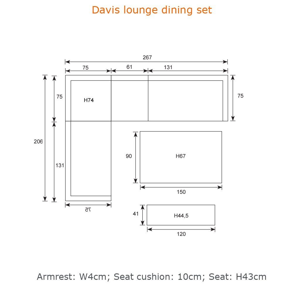 Garden Impressions Gartenlounge-Set Hohe Dining Aluminium Rope Lounge "Davis Links", wasserabweisende Kissen
