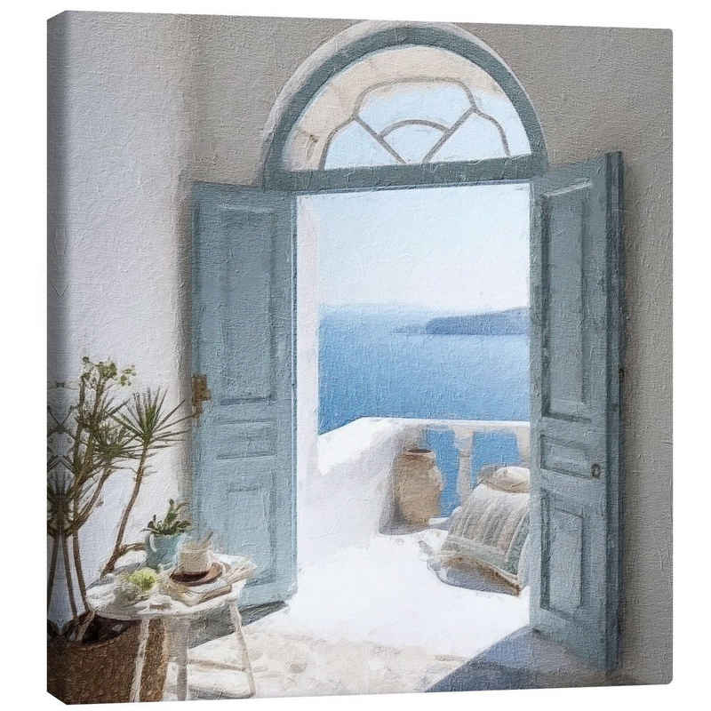 Posterlounge Leinwandbild RileyB, Blaue Griechische Tür III, Badezimmer Maritim