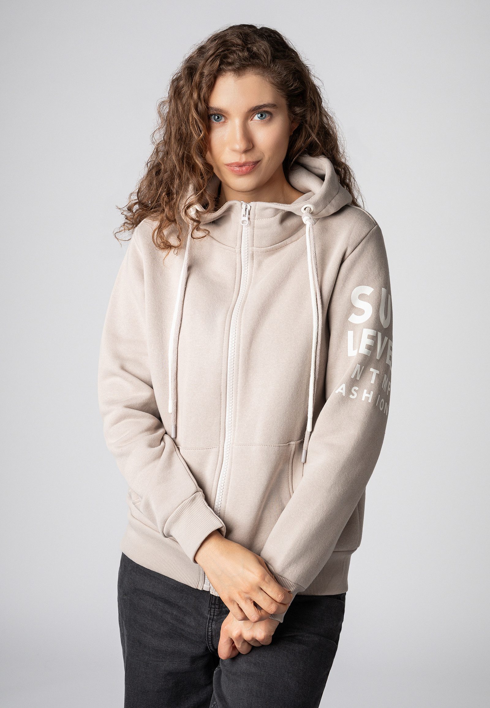 SUBLEVEL Kapuzensweatjacke Damen Jacke mit Prints und Kapuze Hoodie, Kapuze günstig online kaufen