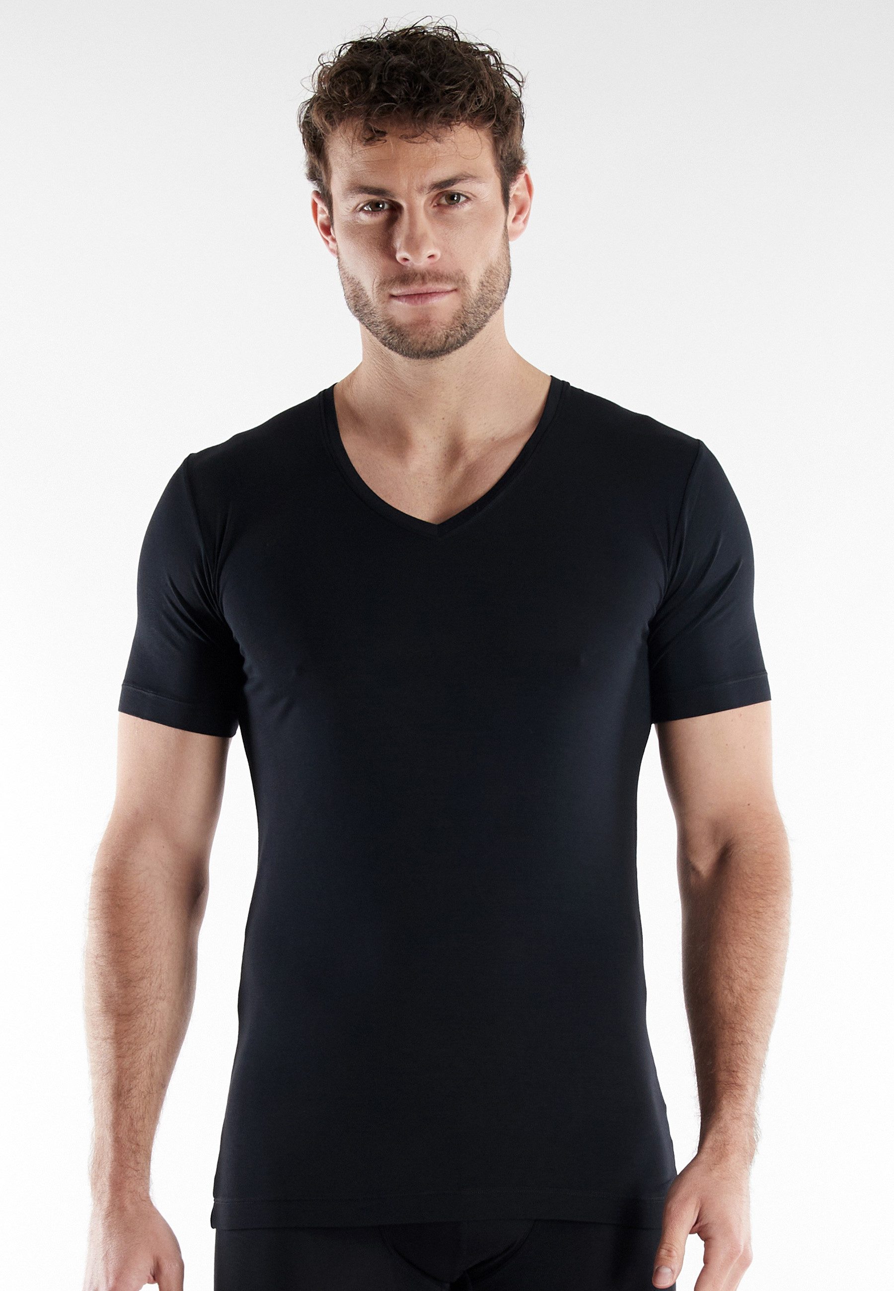 bugatti Unterziehshirt BUGATTI Herren Shirt schwarz uni (1-St)