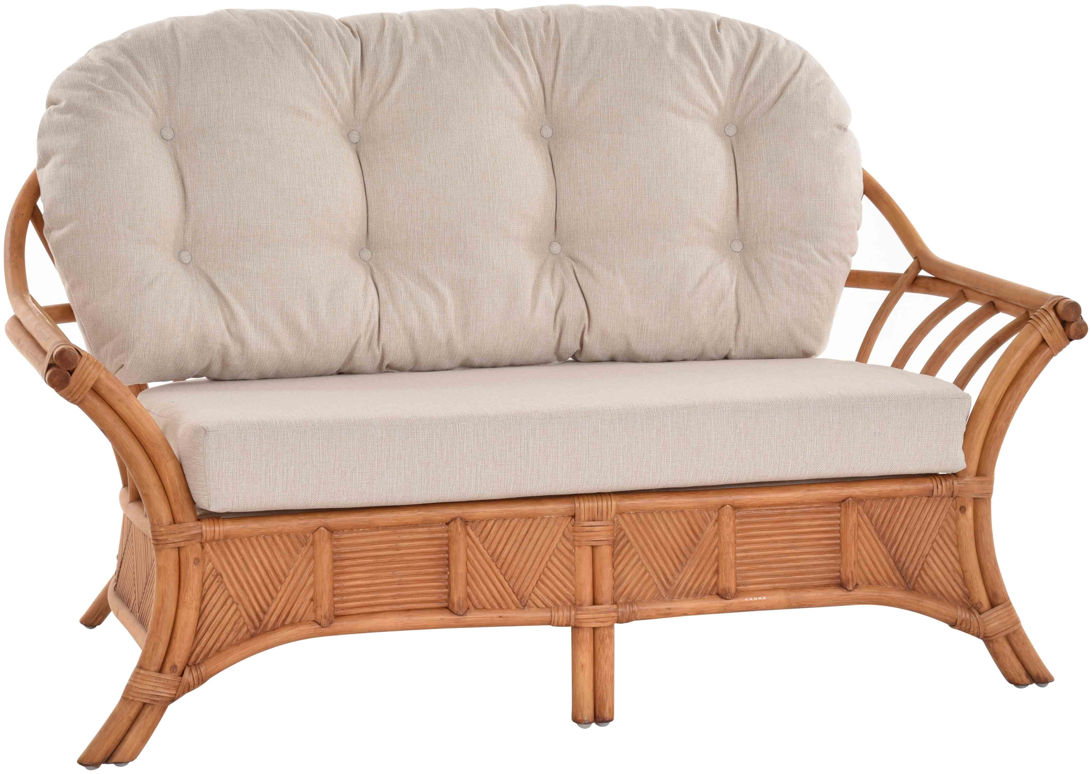 Krines Home Loungesofa Wintergarten Rattansofa Aurel Rattan Couch Wohnzimmer Lounge, Rattanmöbel, Zweisitzersofa