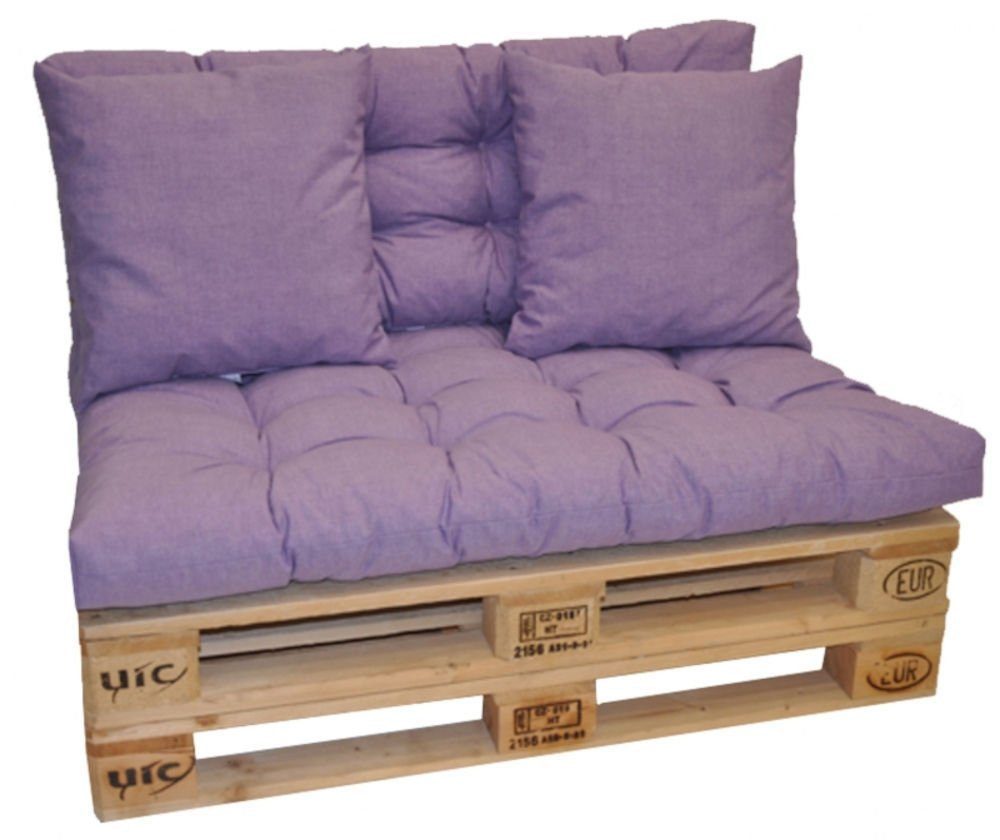 Rattani Palettenkissen Polster Kissen für Palette Europalette violett, Set Sitz und Rückenkissen, extra Zierkissen