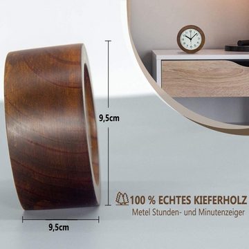 HAMÖWO Wecker Analog Wecker Ohne Ticken, Wecker Holz, Nachttisch Tischuhr