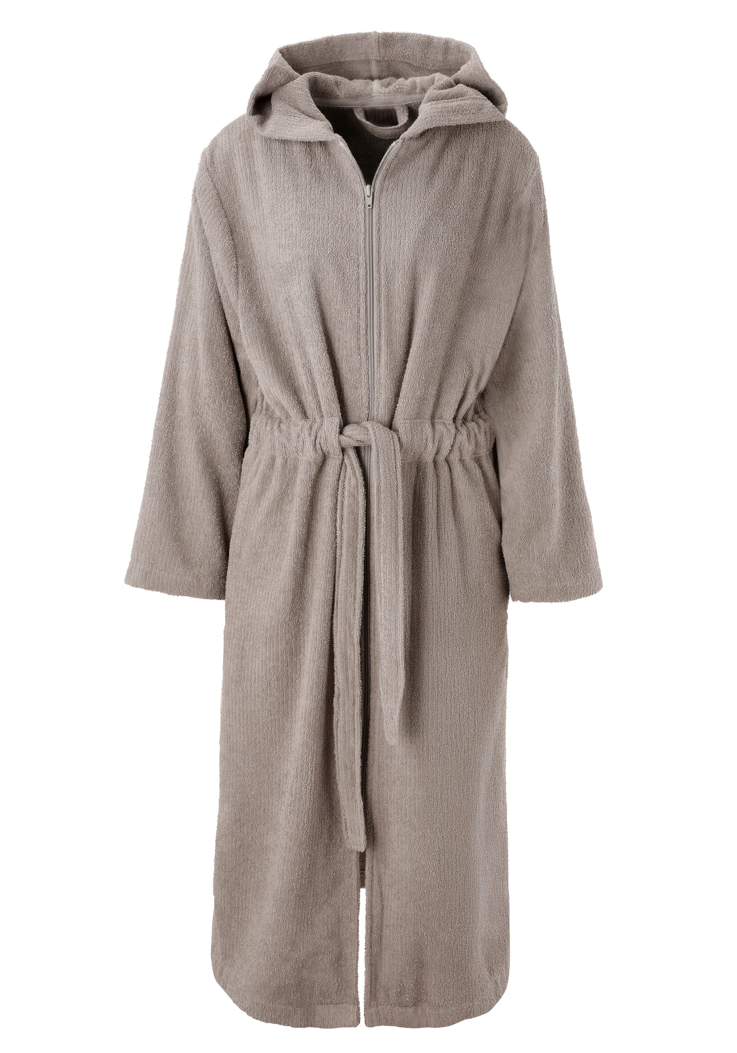 OTTO home Unisex-Bademantel Riva, für Damen & Herren, Standard & Premium Qualität, Langform, Walkfrottee, Kapuze, Gürtel, 100 % Baumwolle, Reise, Hotel, Sauna,  – Bild 4 von 5
