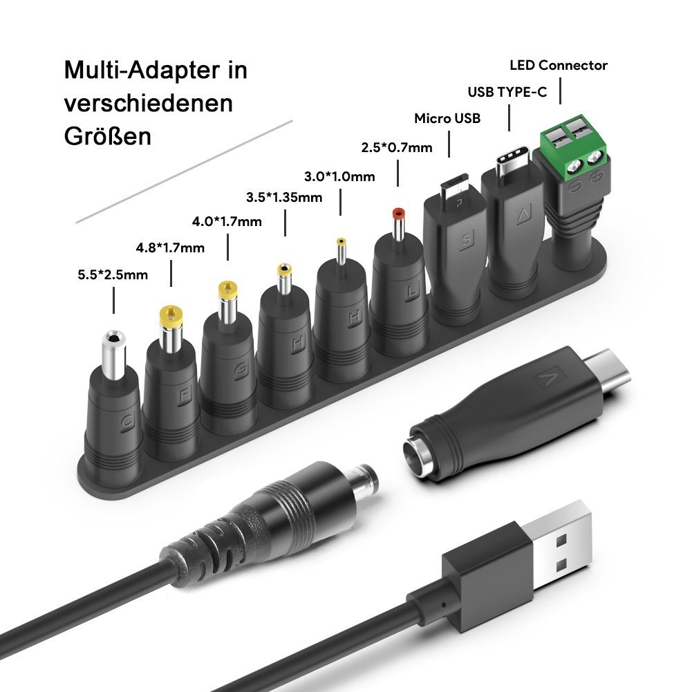 HKY 11 in 1 USB zu DC Kabel Konverter Universal Adapter USB Kabel Netzteil (für Tablet JBL Pulse Samsung Handy Ladegerät) – Bild 4 von 5
