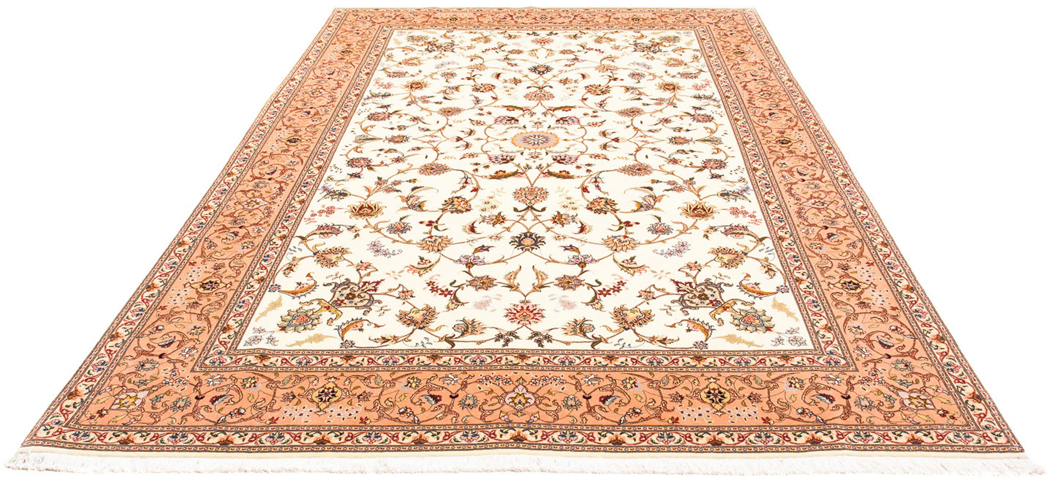 Orientteppich Perser - Täbriz - Royal - 302 x 203 cm - beige, morgenland, rechteckig, Höhe: 7 mm, Wohnzimmer, Handgeknüpft, Einzelstück mit Zertifikat