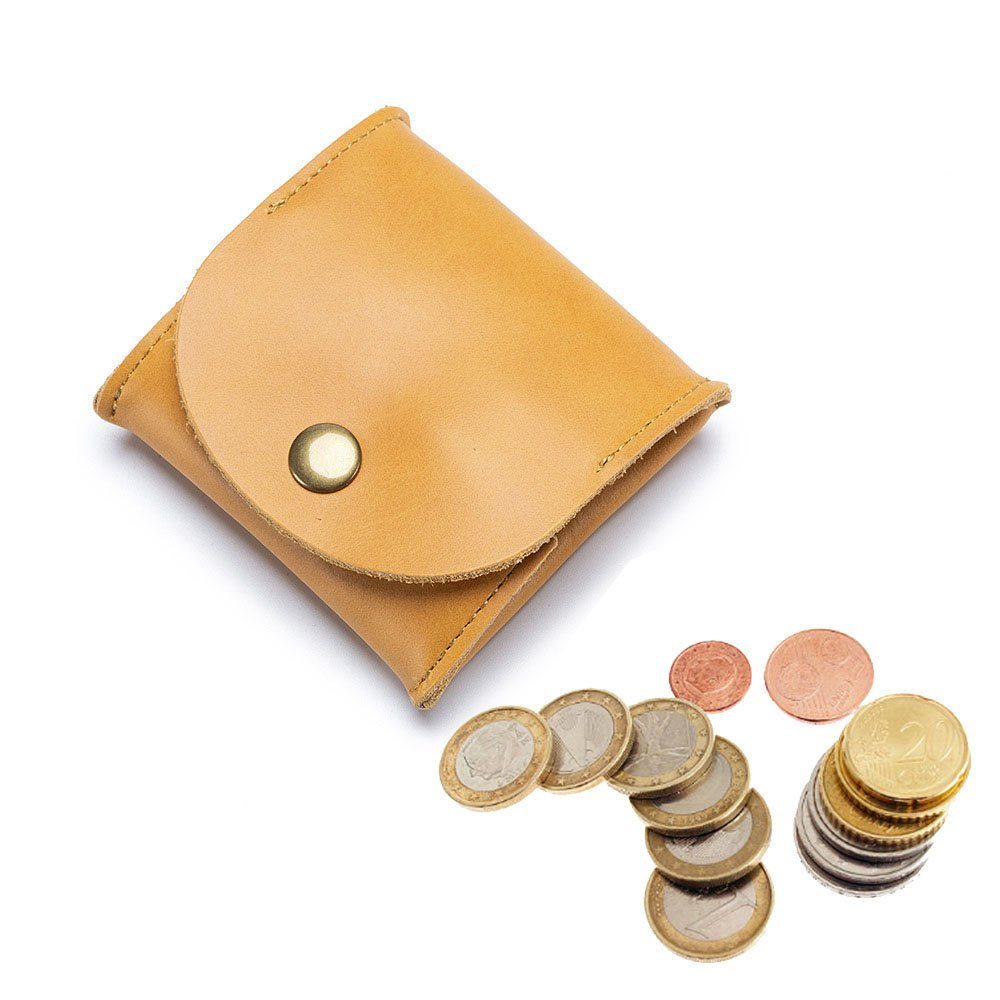 VIVIHEYDAY Geldbörse Damen Herren echt Leder Geldbörse Portemonnaie (1-tlg), Knopfverschluss Gelb