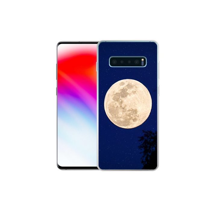 MuchoWow Handyhülle Mond - Bäume - Nacht Phone Case Handyhülle Samsung Galaxy S10+ Silikon Schutzhülle FN11286