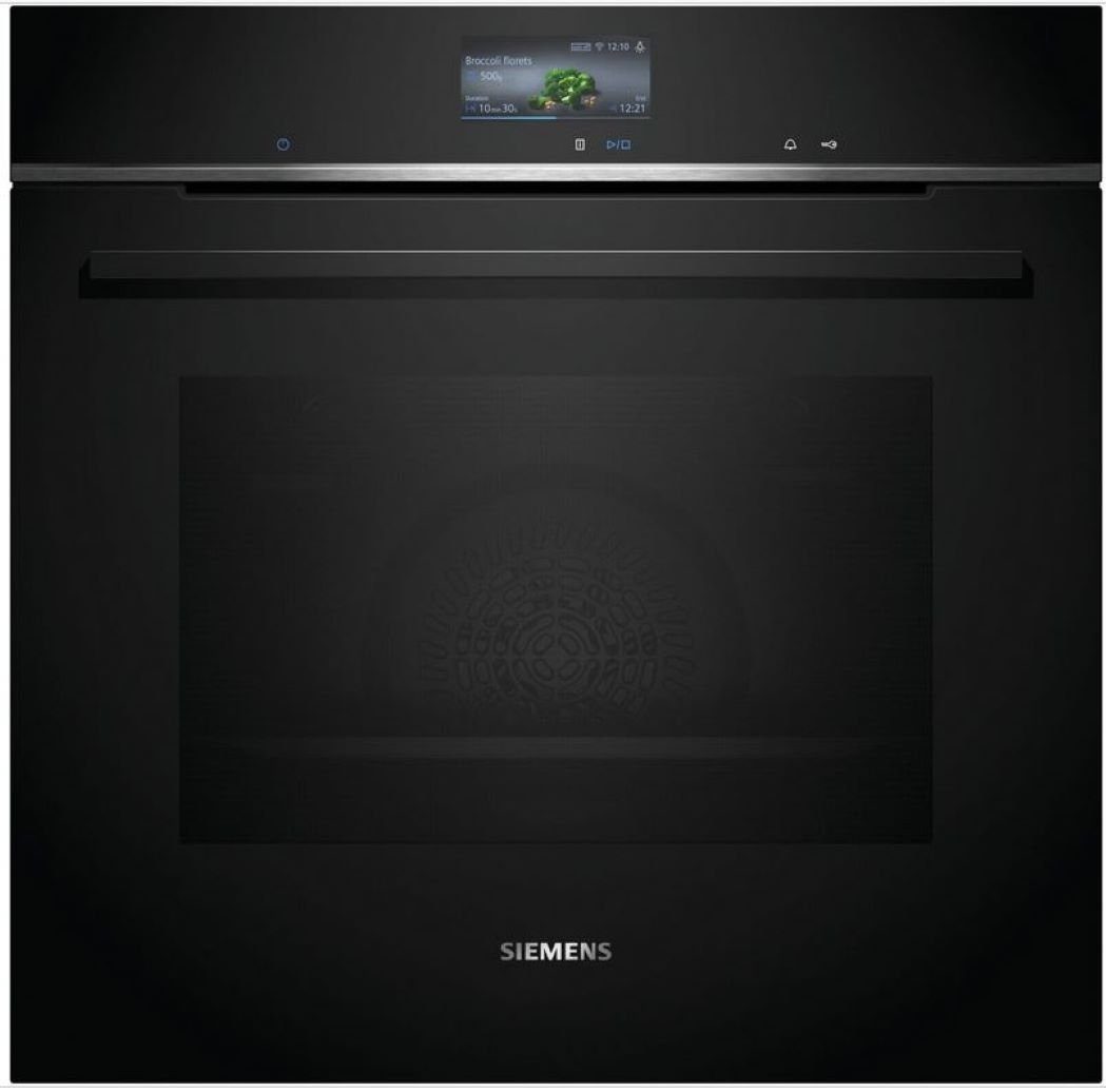 SIEMENS Backofen iQ700 HB776G1B1, iQ700 Einbau-Backofen, Schwarz, Edelstahl, EEK: A+, mit Teleskopauszug nachrüstbar, Pyrolyse-Selbstreinigung, activeClean® - Selbstreinigungs-Automatik