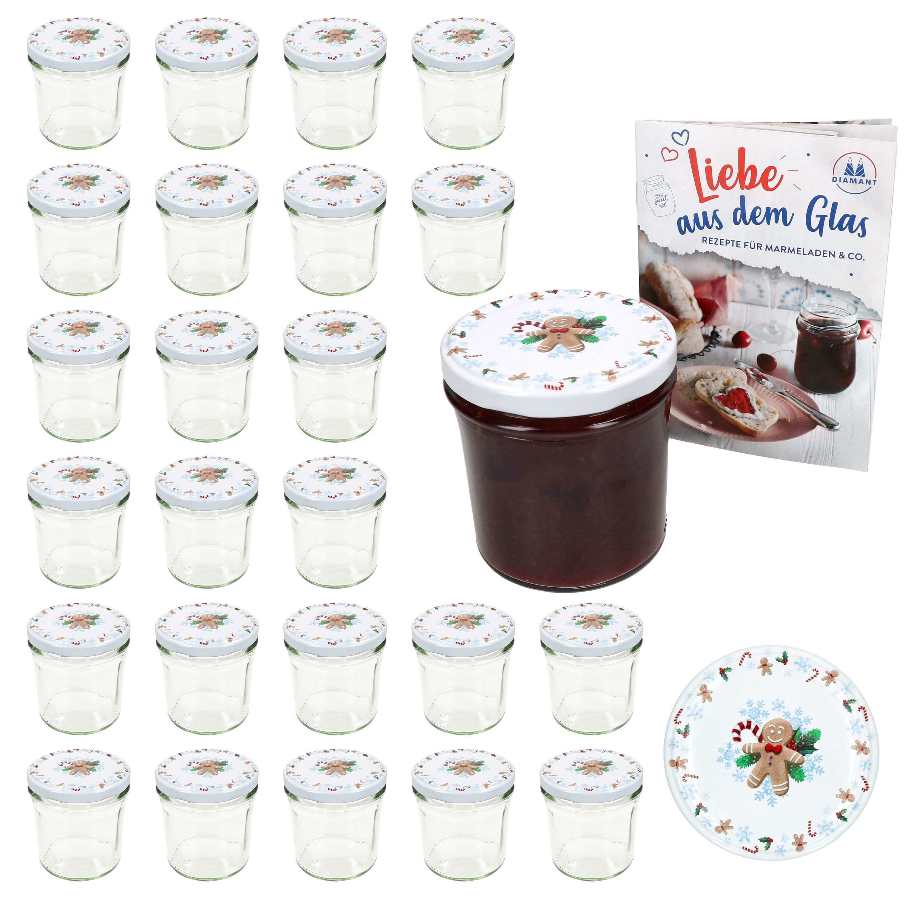 MamboCat Einmachglas 25er Set Sturzglas 350ml Einmachglas + TO-Deckel 82 Candyman eisblau, Glas