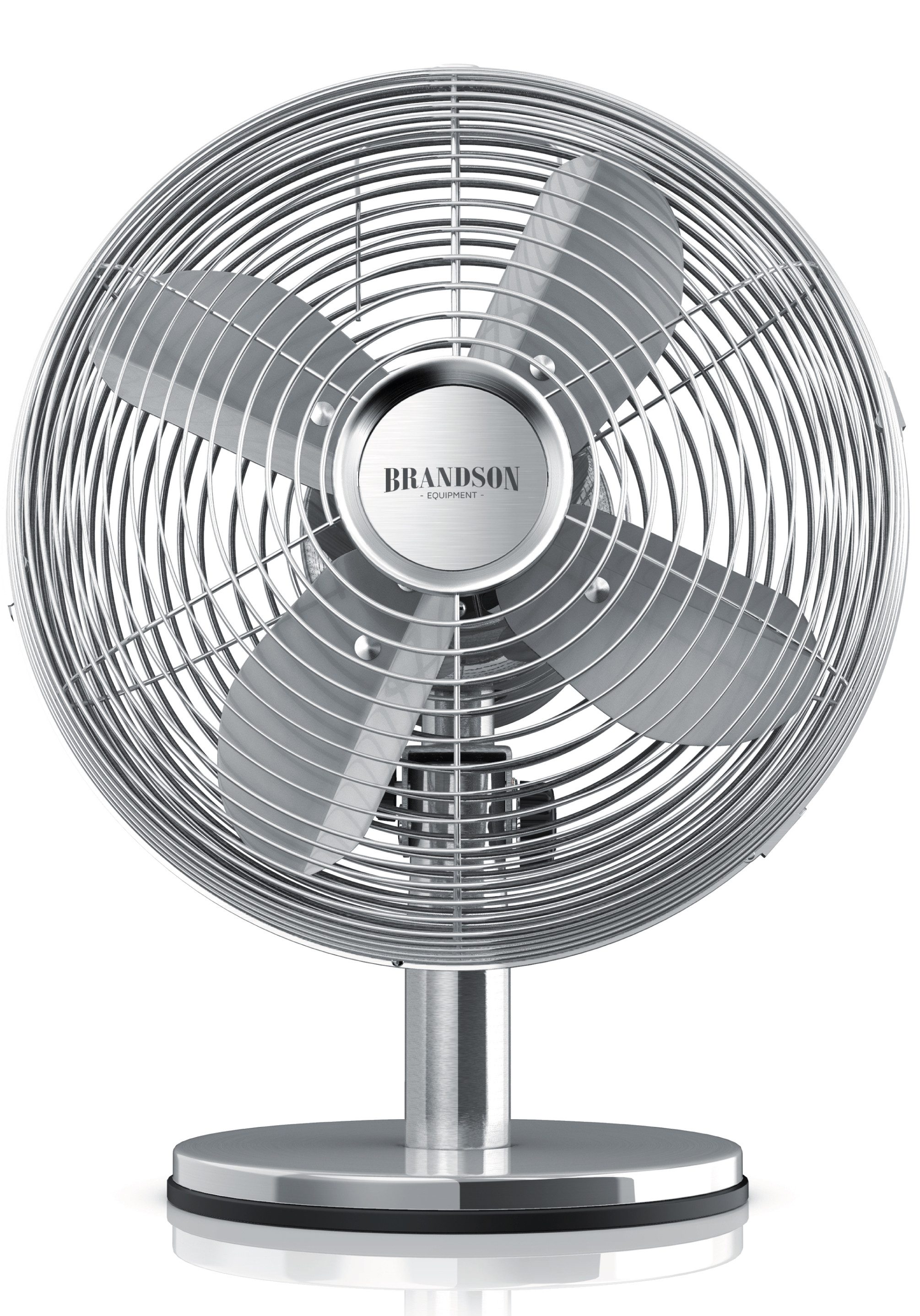 Brandson Tischventilator Retro Design, Oszillation, Neigungswinkel ca. 40°, Metallgehäuse, 30W, 28 cm Durchmesser, Preisträger 2025, mobiler Lüfter, 3 Geschwindigkeitsstufen, GS-Geprüft