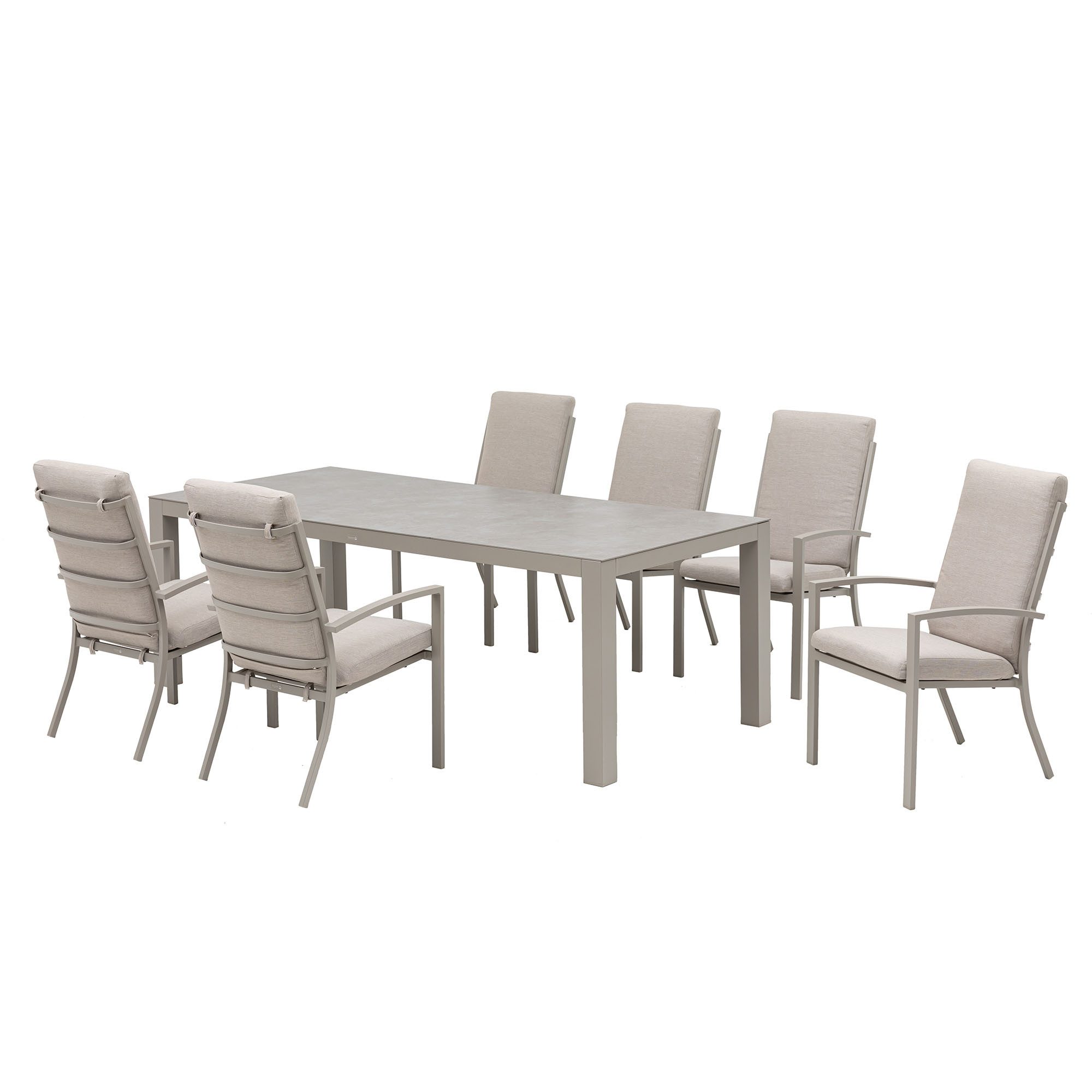 MANDALIKA Garden Garten-Essgruppe 7 tlg Premium Set Neapel inkl. Madri Sintered Stone Tisch 220x100cm