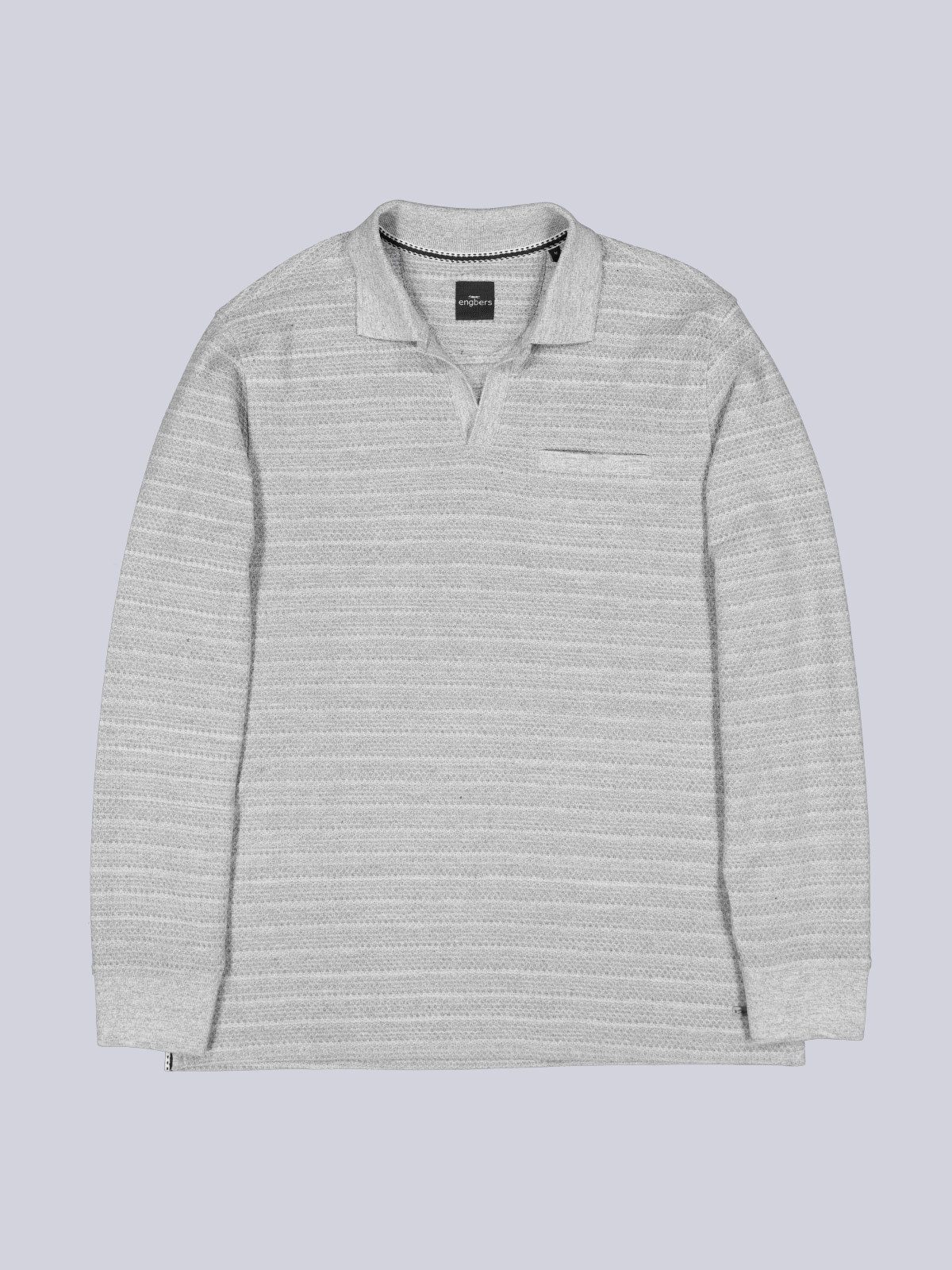Engbers Langarm-Poloshirt Herren Langarm-Shirt mit Polo-Kragen, Silbergrau