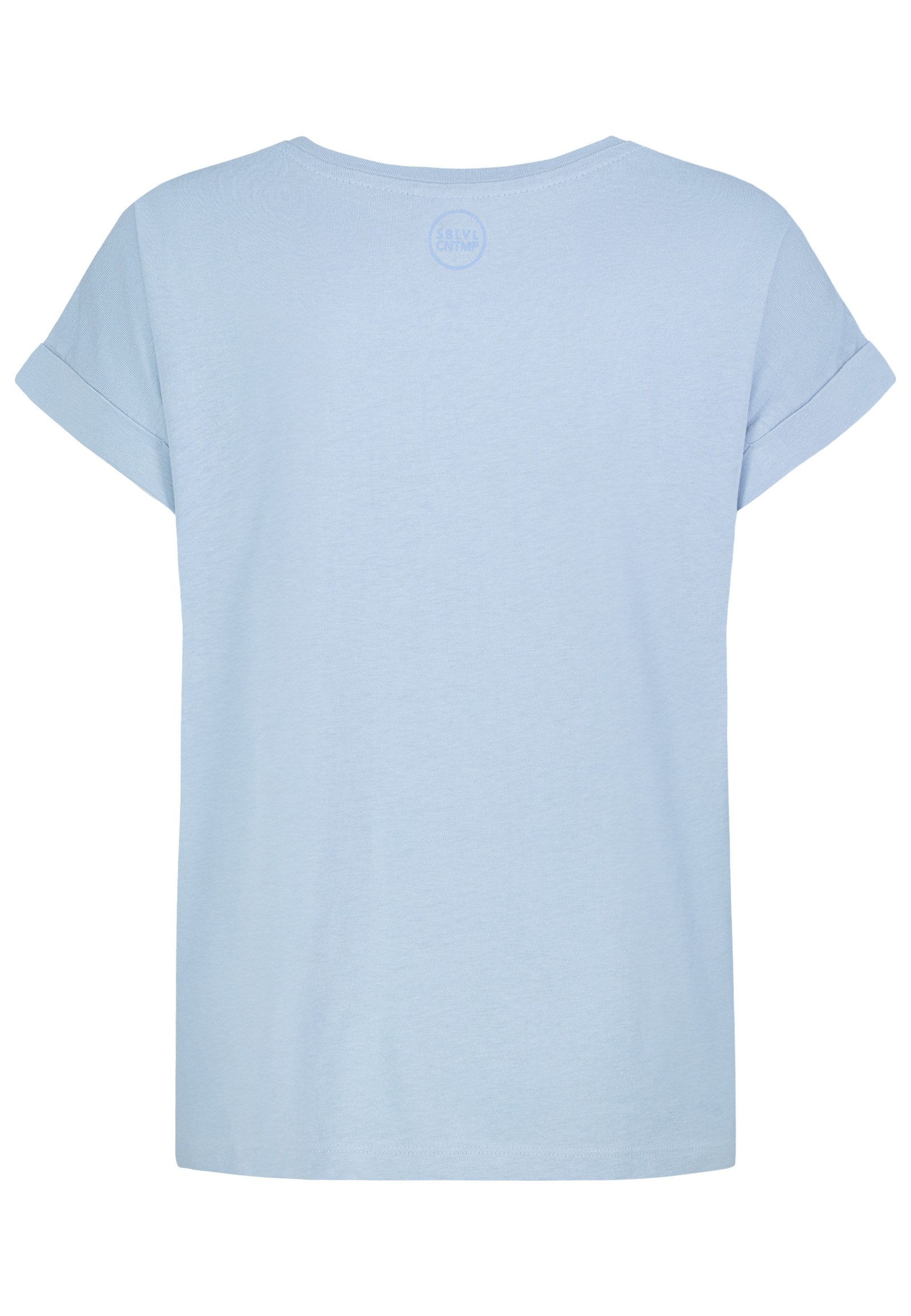 SUBLEVEL T-Shirt Damen Basic T-Shirt Logoprint Modal-Baumwolle T-Shirt mit Ärmelaufschlag